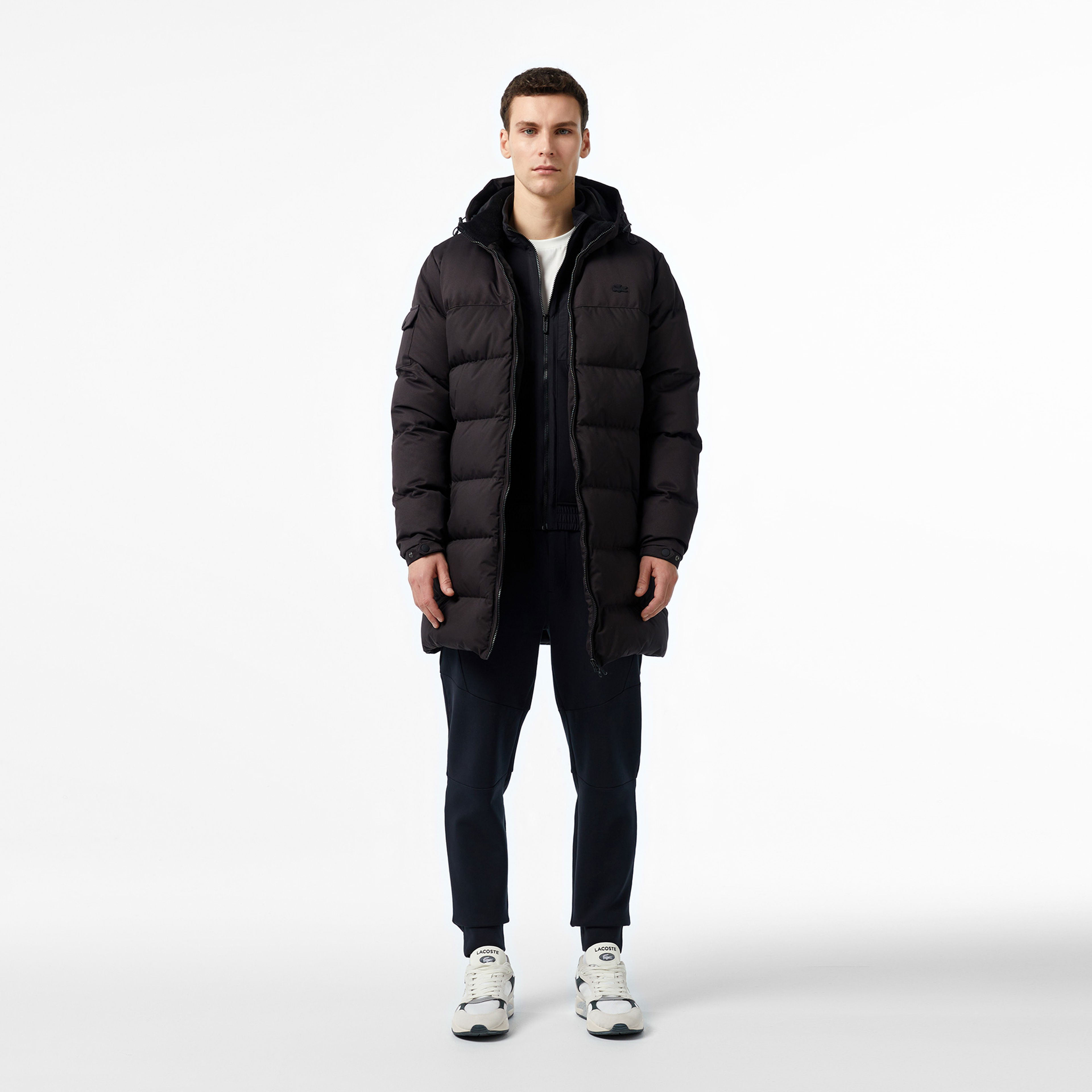 Lacoste Erkek Kapüşonlu Siyah Şişme Mont