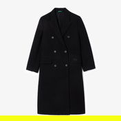 Lacoste Kadın Regular Fit Gömlek Yaka Yün Siyah Mont