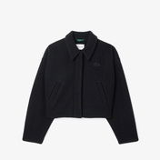 Lacoste Kadın Oversize Fit Gömlek Yaka Yün Siyah Mont