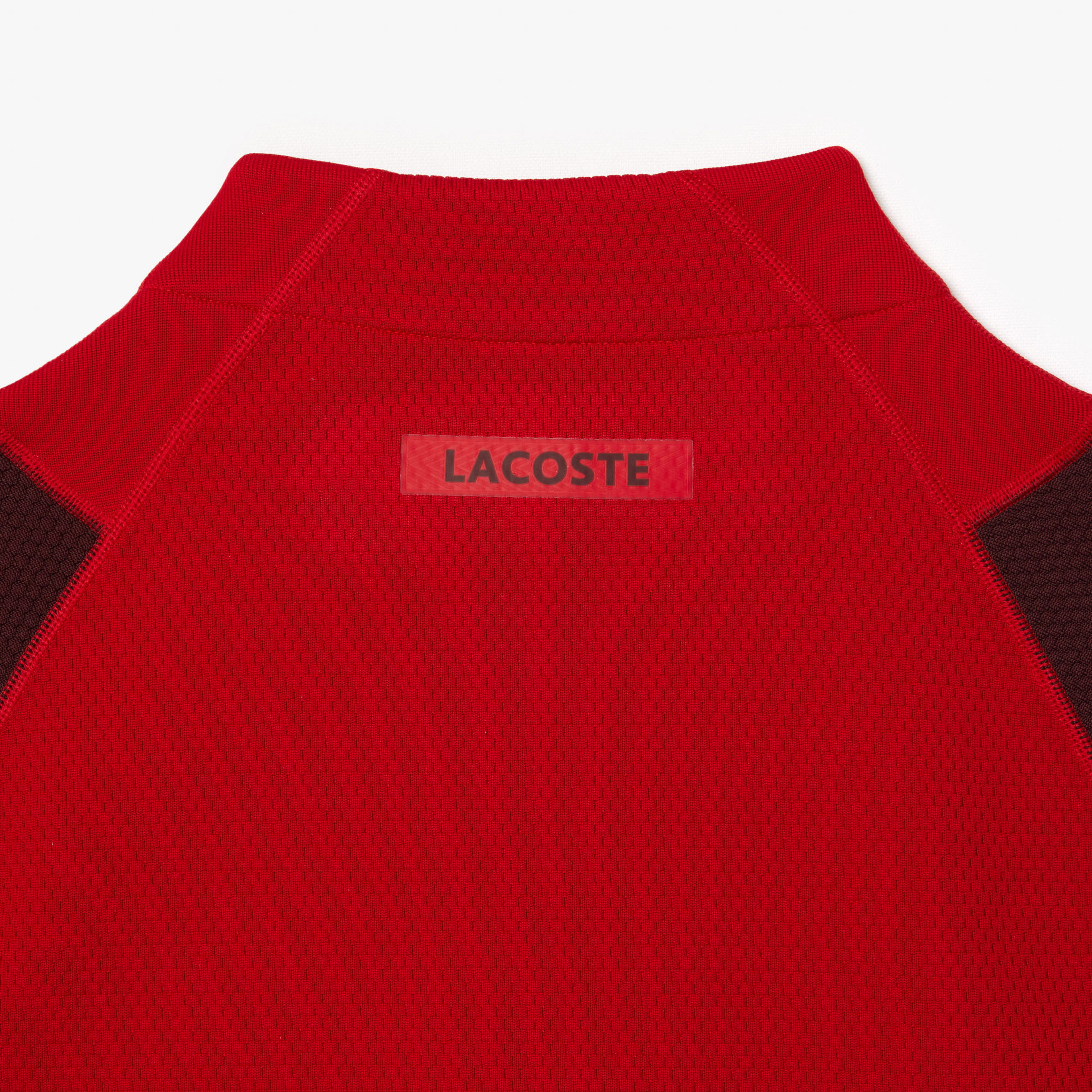 Lacoste X Novak Djokovic Erkek Regular Fit Fermuarlı Renk Bloklu Kırmızı Sweatshirt