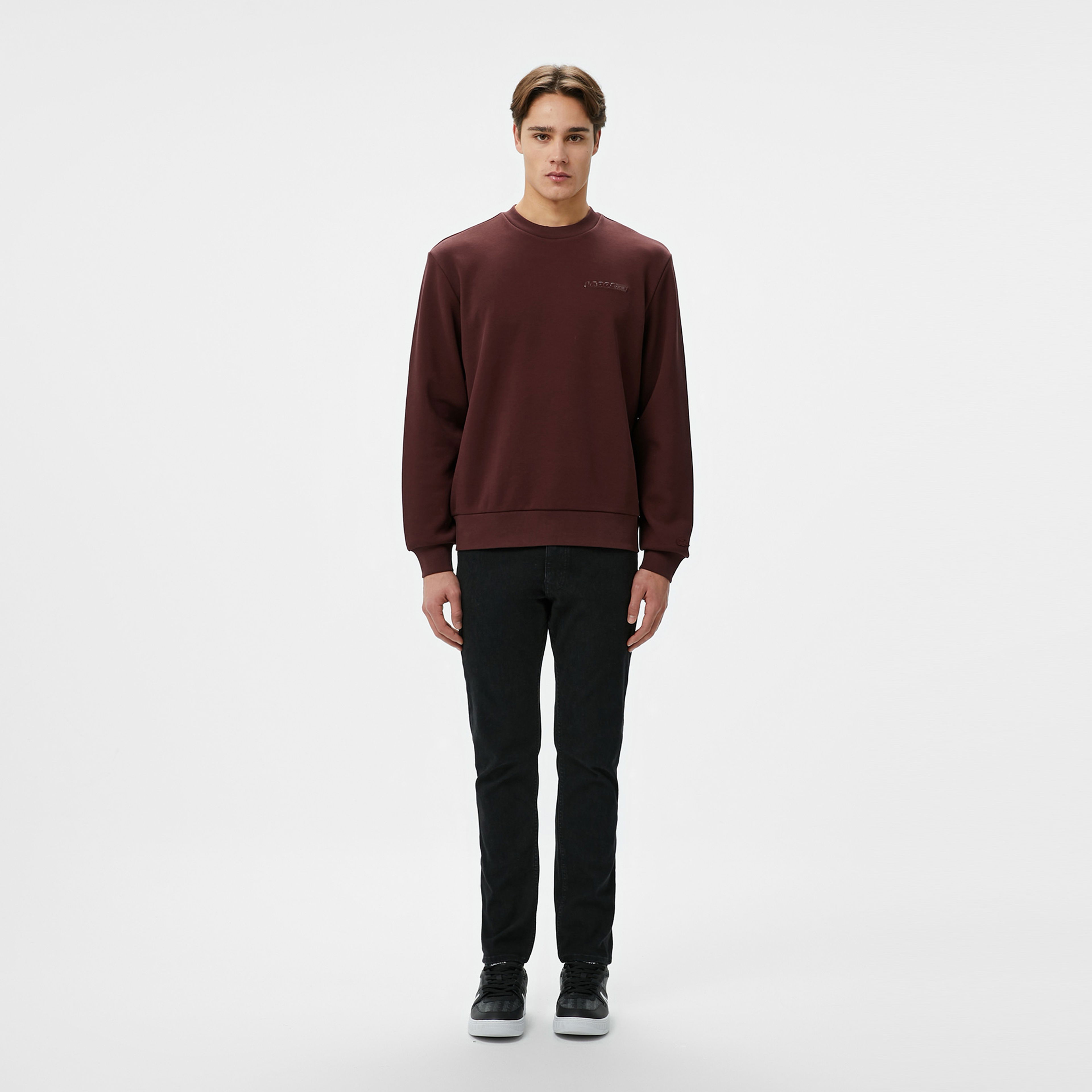 Lacoste Erkek Classic Fit Bisiklet Yaka Bordo Sweatshirt