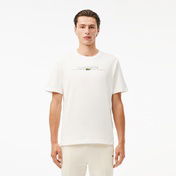 Lacoste Erkek Classic Fit Bisiklet Yaka Baskılı Beyaz T-Shirt