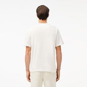 Lacoste Erkek Classic Fit Bisiklet Yaka Baskılı Beyaz T-Shirt