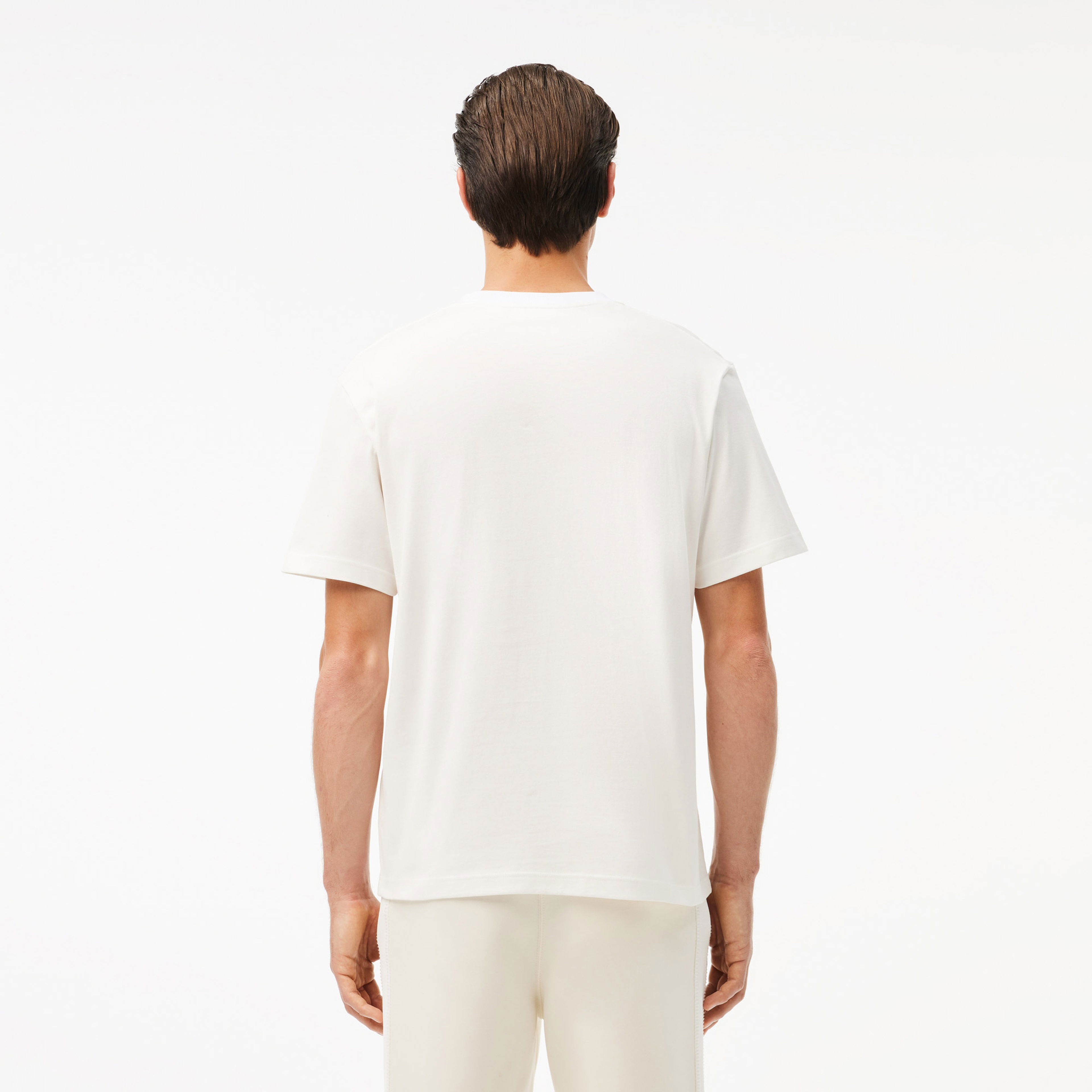 Lacoste Erkek Classic Fit Bisiklet Yaka Baskılı Beyaz T-Shirt