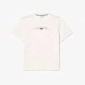 Lacoste Erkek Classic Fit Bisiklet Yaka Baskılı Beyaz T-Shirt
