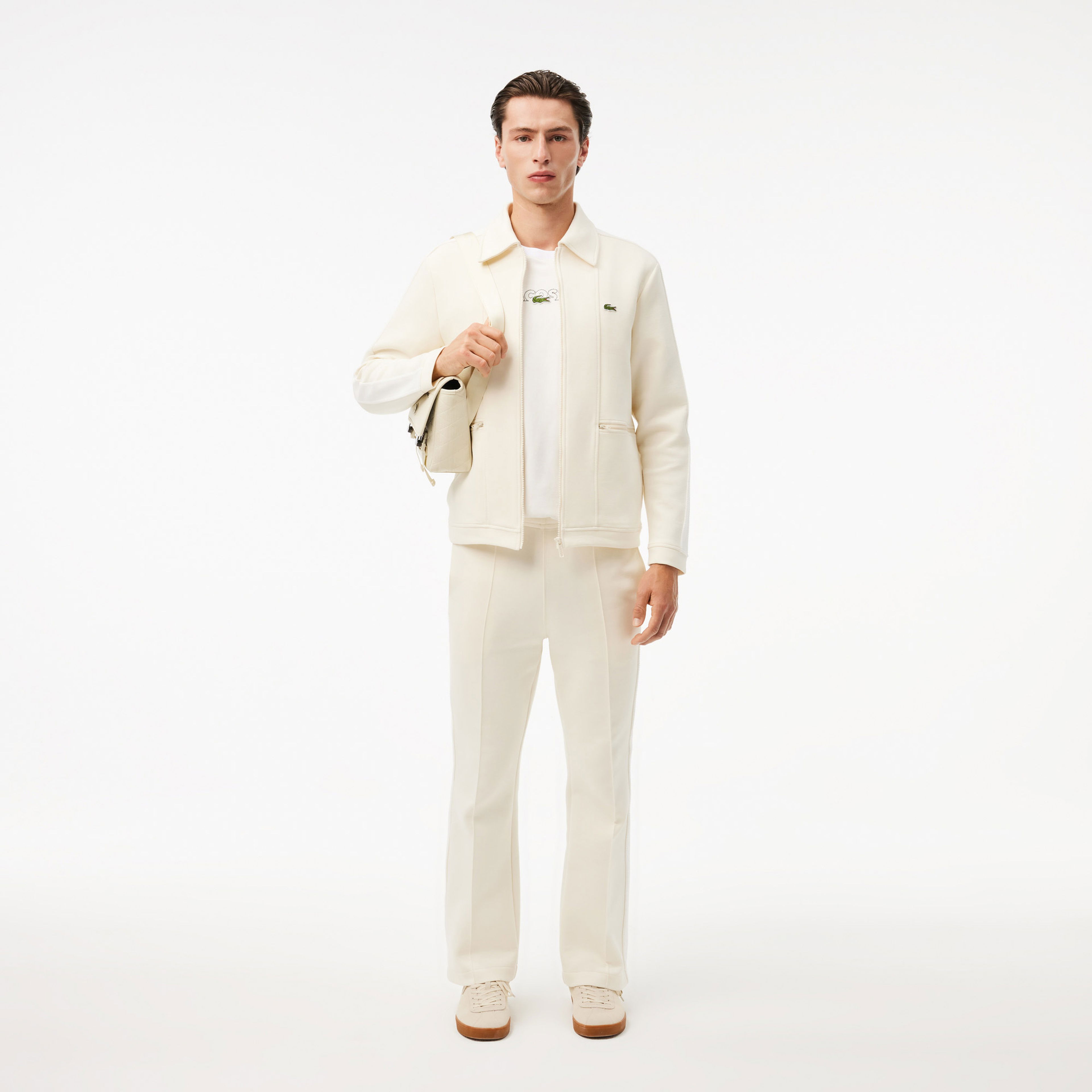Lacoste Erkek Classic Fit Bisiklet Yaka Baskılı Beyaz T-Shirt