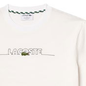 Lacoste Erkek Classic Fit Bisiklet Yaka Baskılı Beyaz T-Shirt