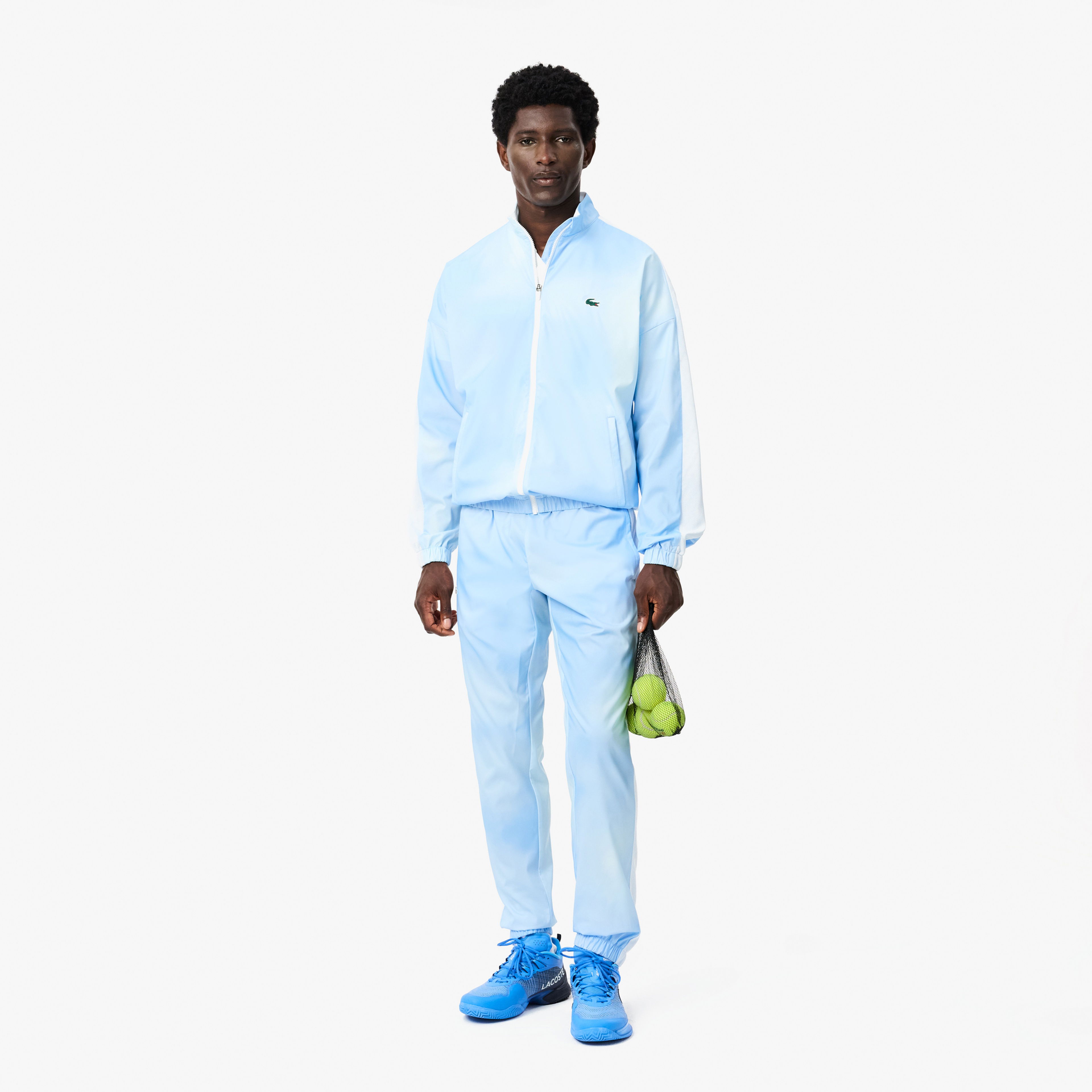 Lacoste x Daniil Medvedev Erkek Regular Fit Dik Yaka Desenli Mavi Eşofman Takımı