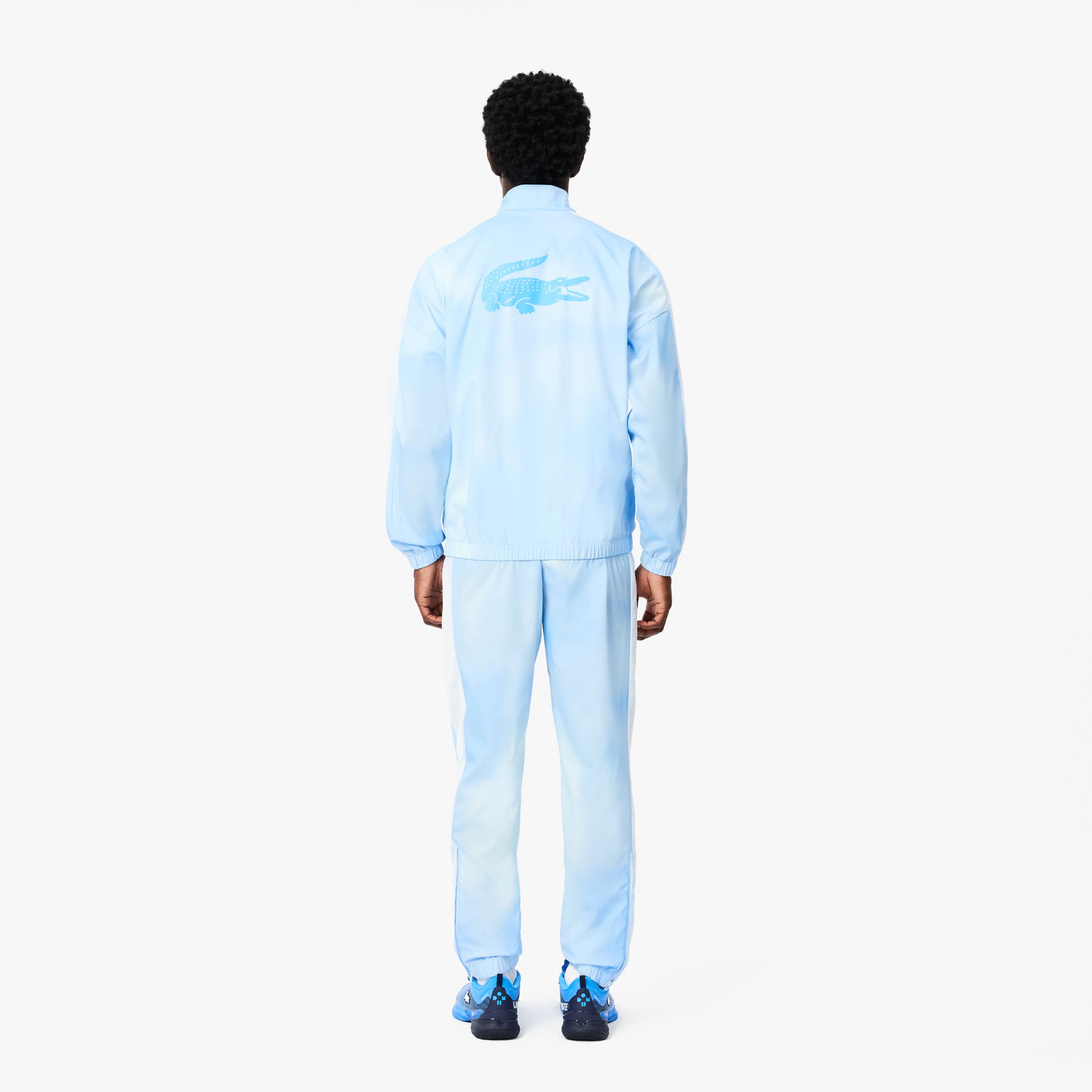 Lacoste x Daniil Medvedev Erkek Regular Fit Dik Yaka Desenli Mavi Eşofman Takımı
