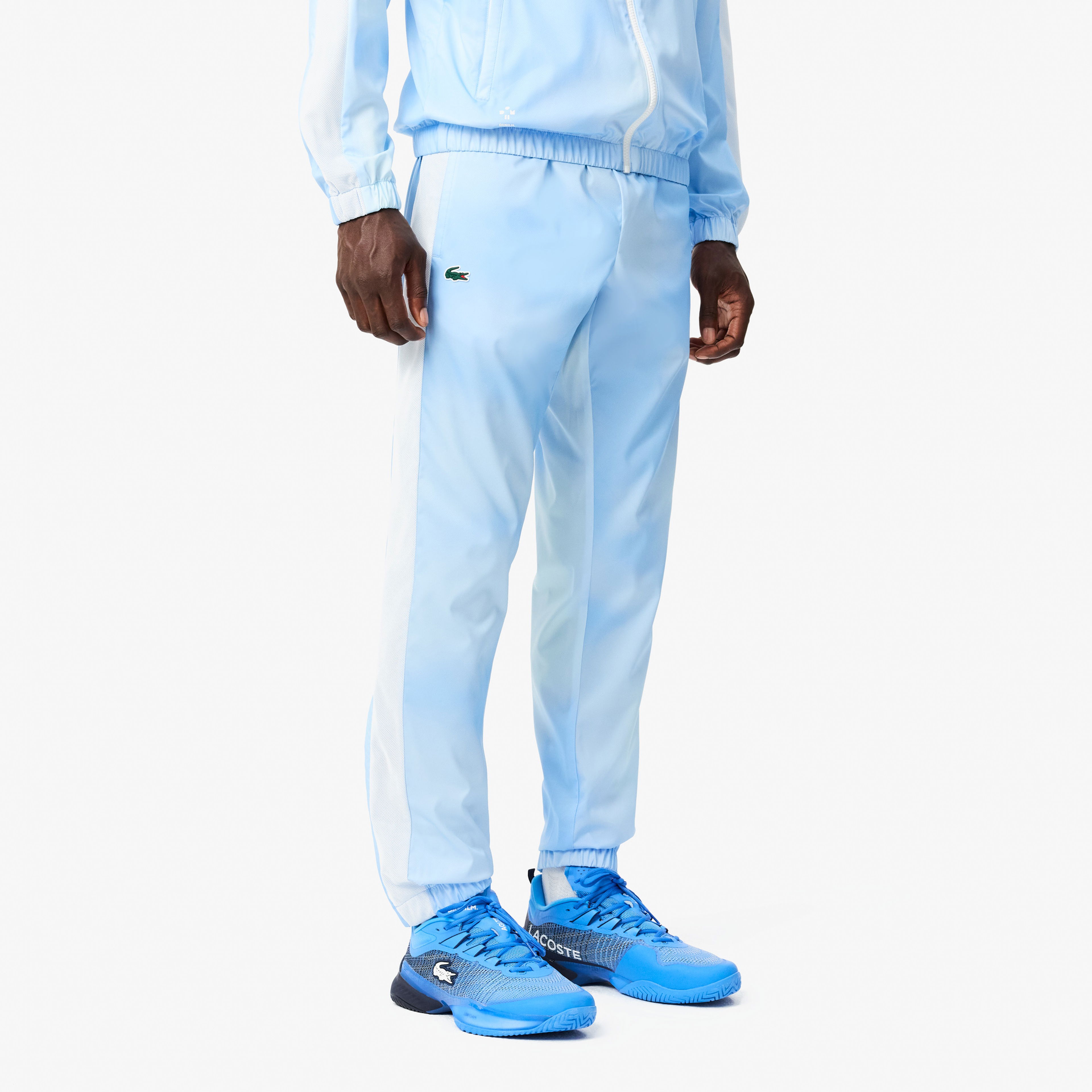 Lacoste x Daniil Medvedev Erkek Regular Fit Dik Yaka Desenli Mavi Eşofman Takımı