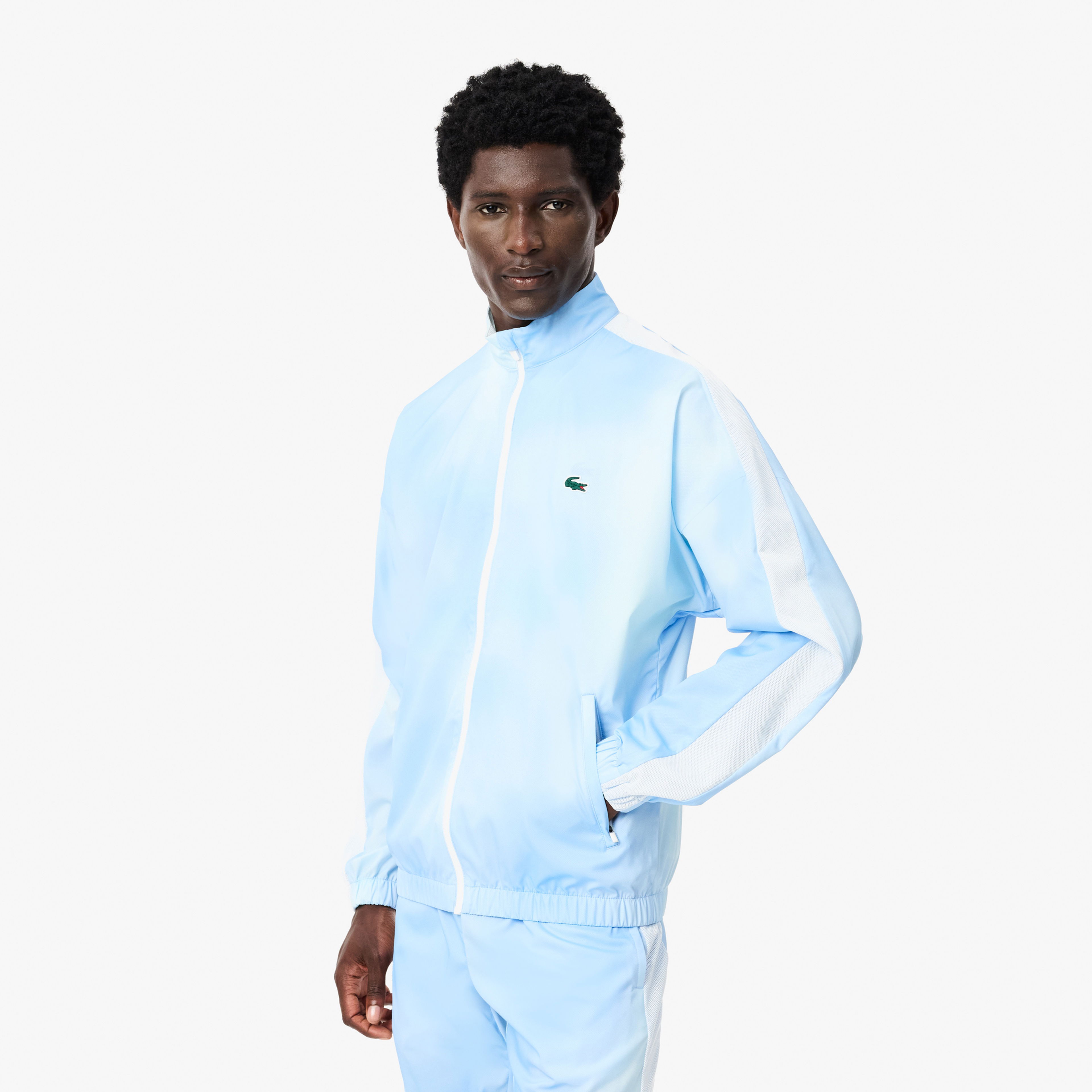 Lacoste x Daniil Medvedev Erkek Regular Fit Dik Yaka Desenli Mavi Eşofman Takımı