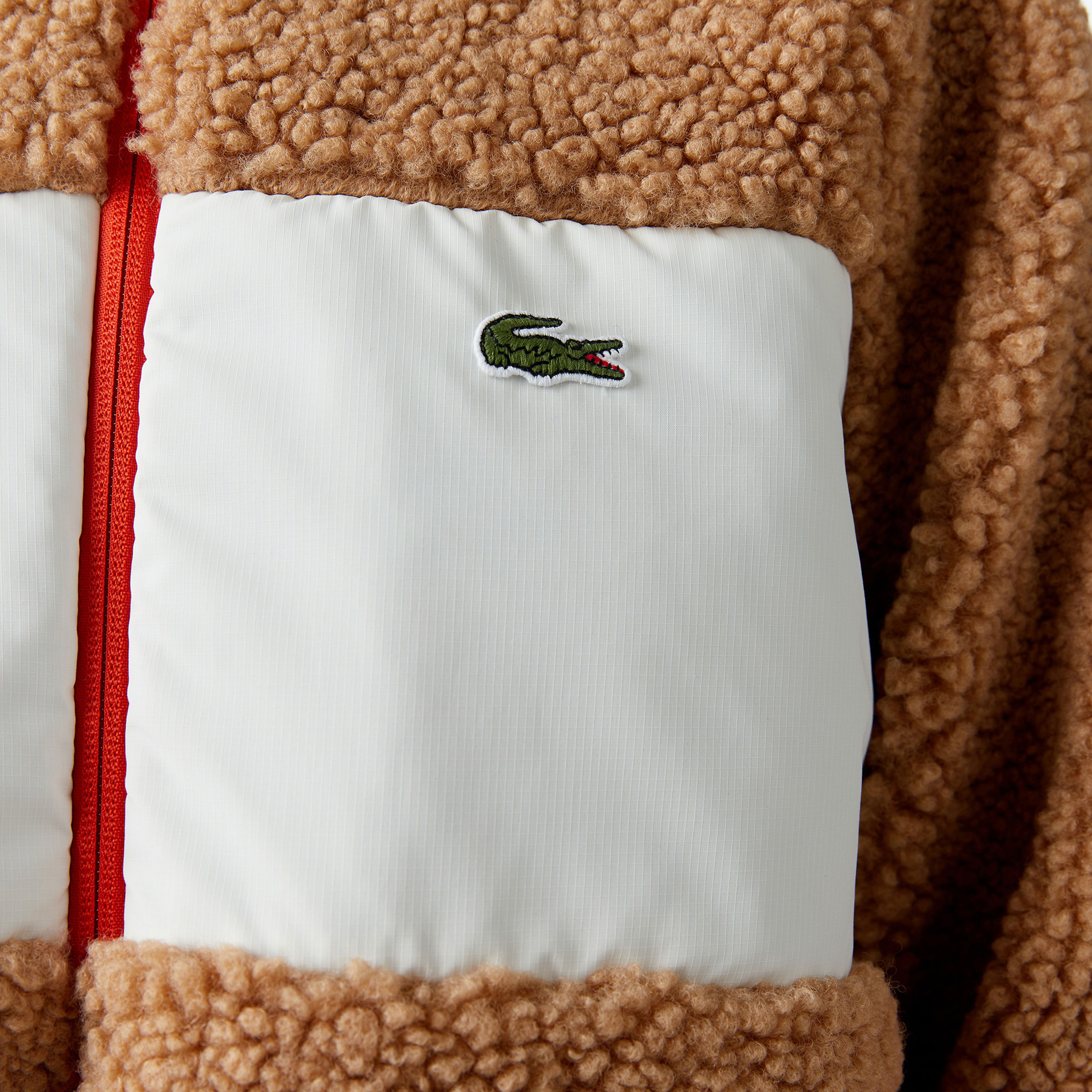 Lacoste Kadın Dik Yaka Renk Bloklu Kahverengi Mont