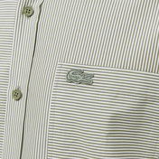 Lacoste Erkek Relaxed Fit Düğmeli Yaka Çizgili Haki Gömlek