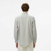 Lacoste Erkek Relaxed Fit Düğmeli Yaka Çizgili Haki Gömlek