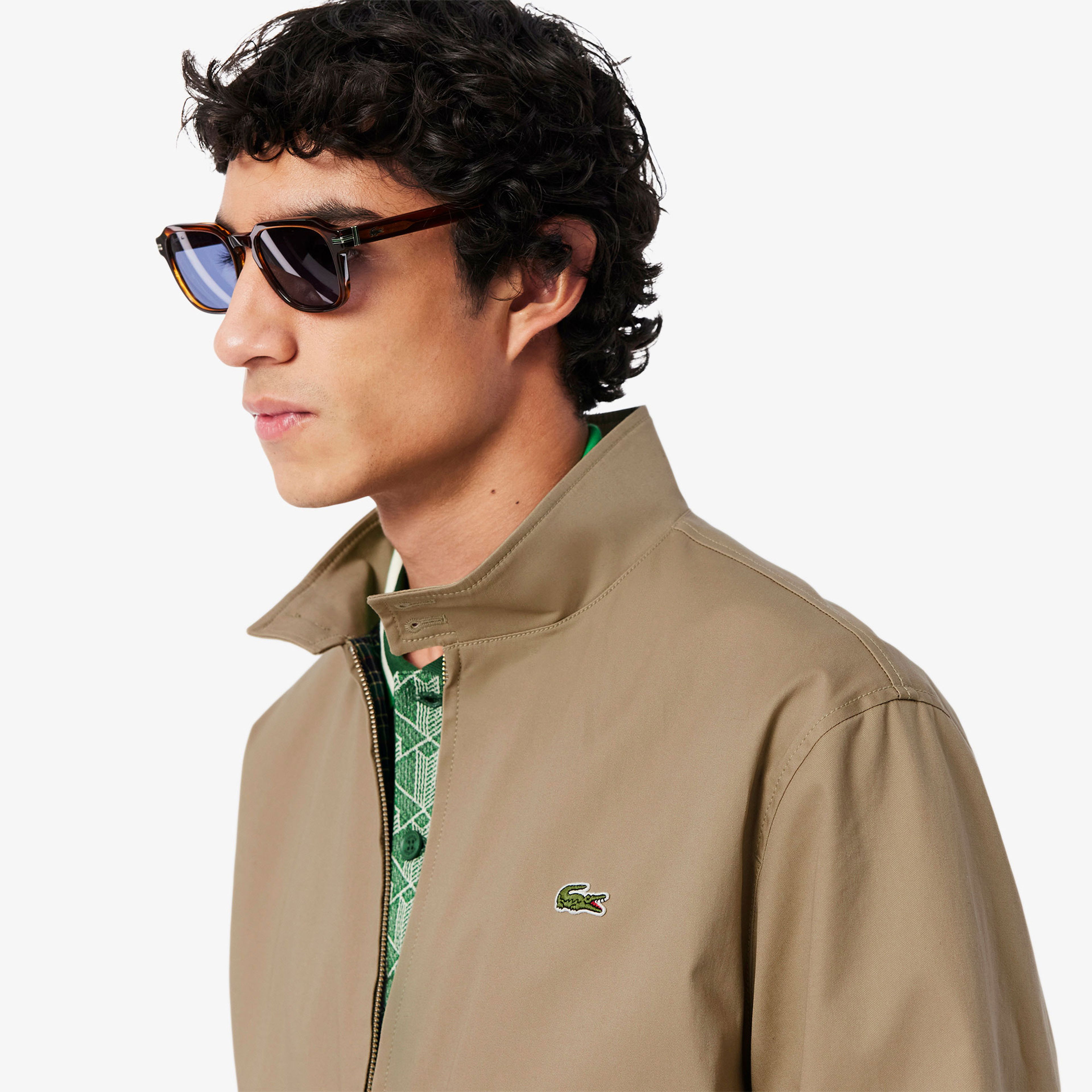 Lacoste Erkek Regular Fit Dik Yaka Kahverengi Yağmurluk