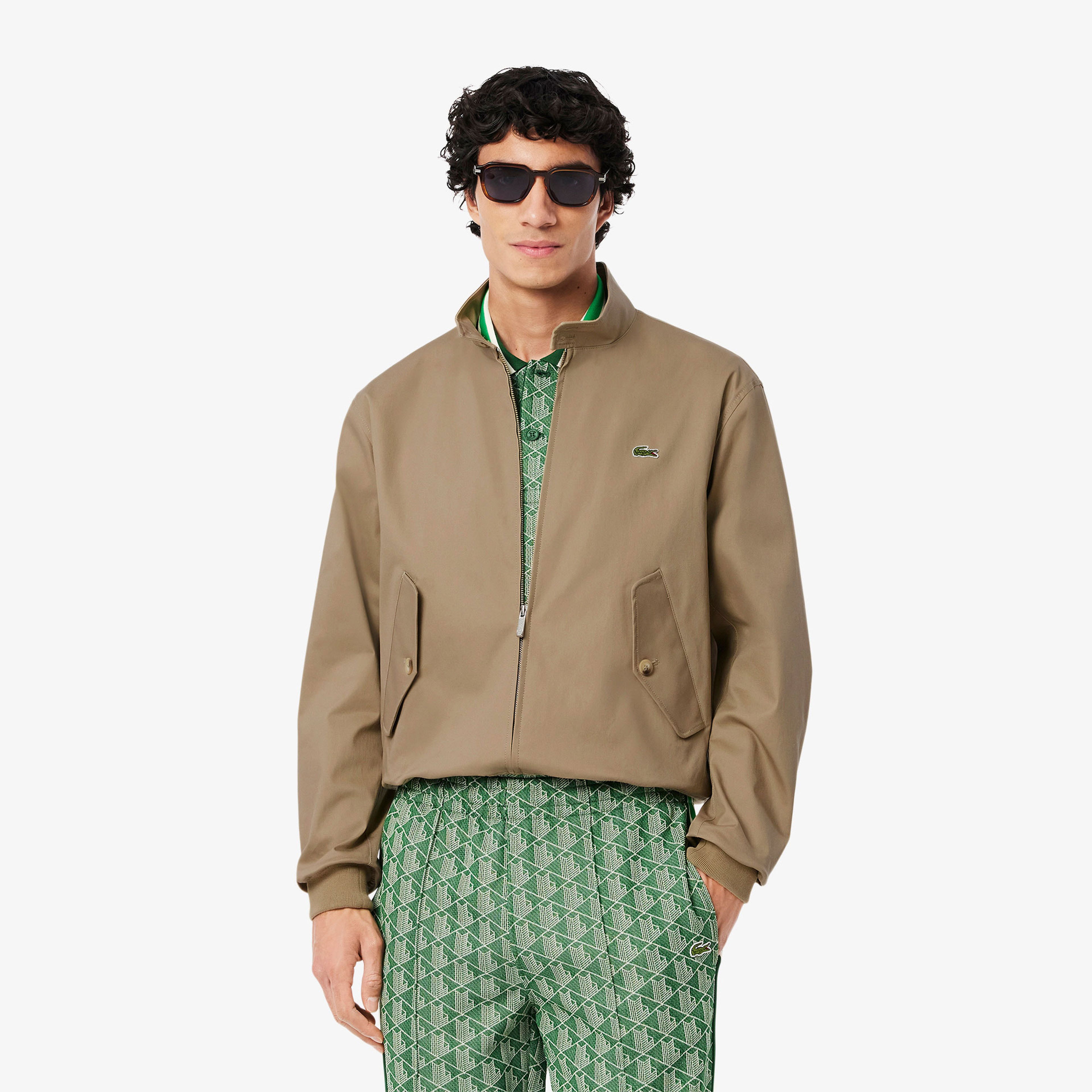 Lacoste Erkek Regular Fit Dik Yaka Kahverengi Yağmurluk