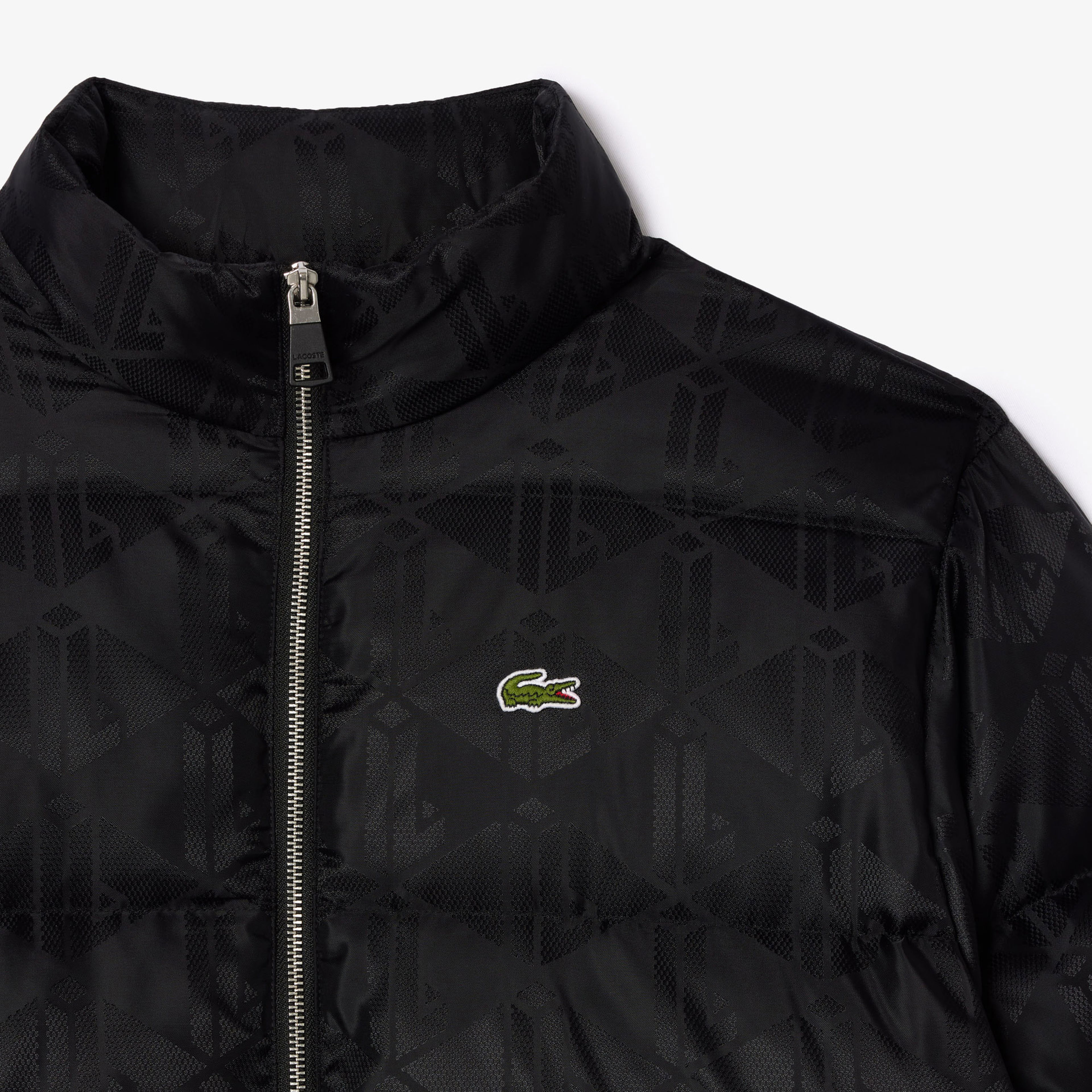 Lacoste Erkek Dik Yaka Monogram Siyah Mont