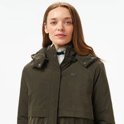 Lacoste Kadın Relaxed Fit Kapüşonlu Haki Mont