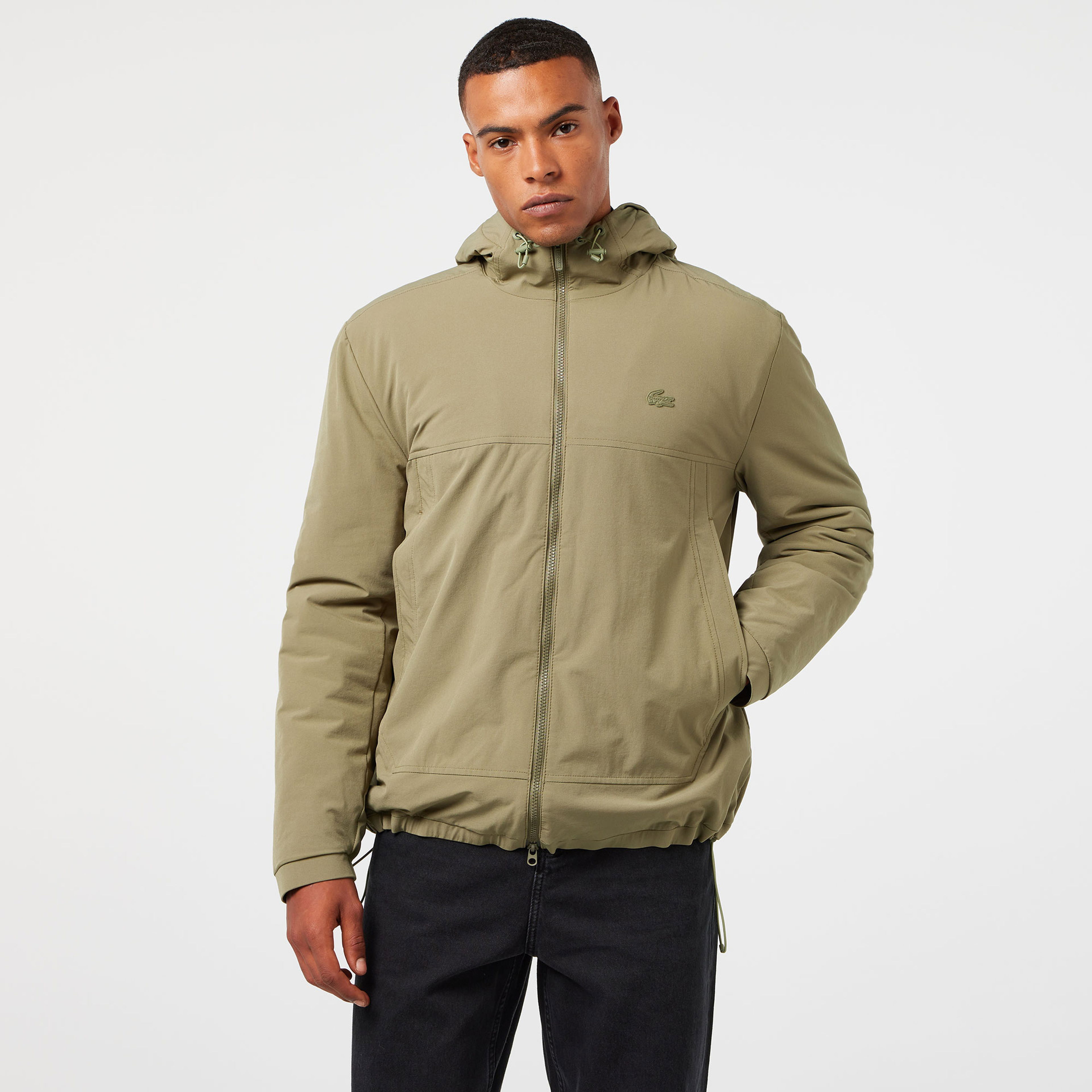 Lacoste Erkek Relaxed Fit Kapüşonlu Yeşil Yağmurluk