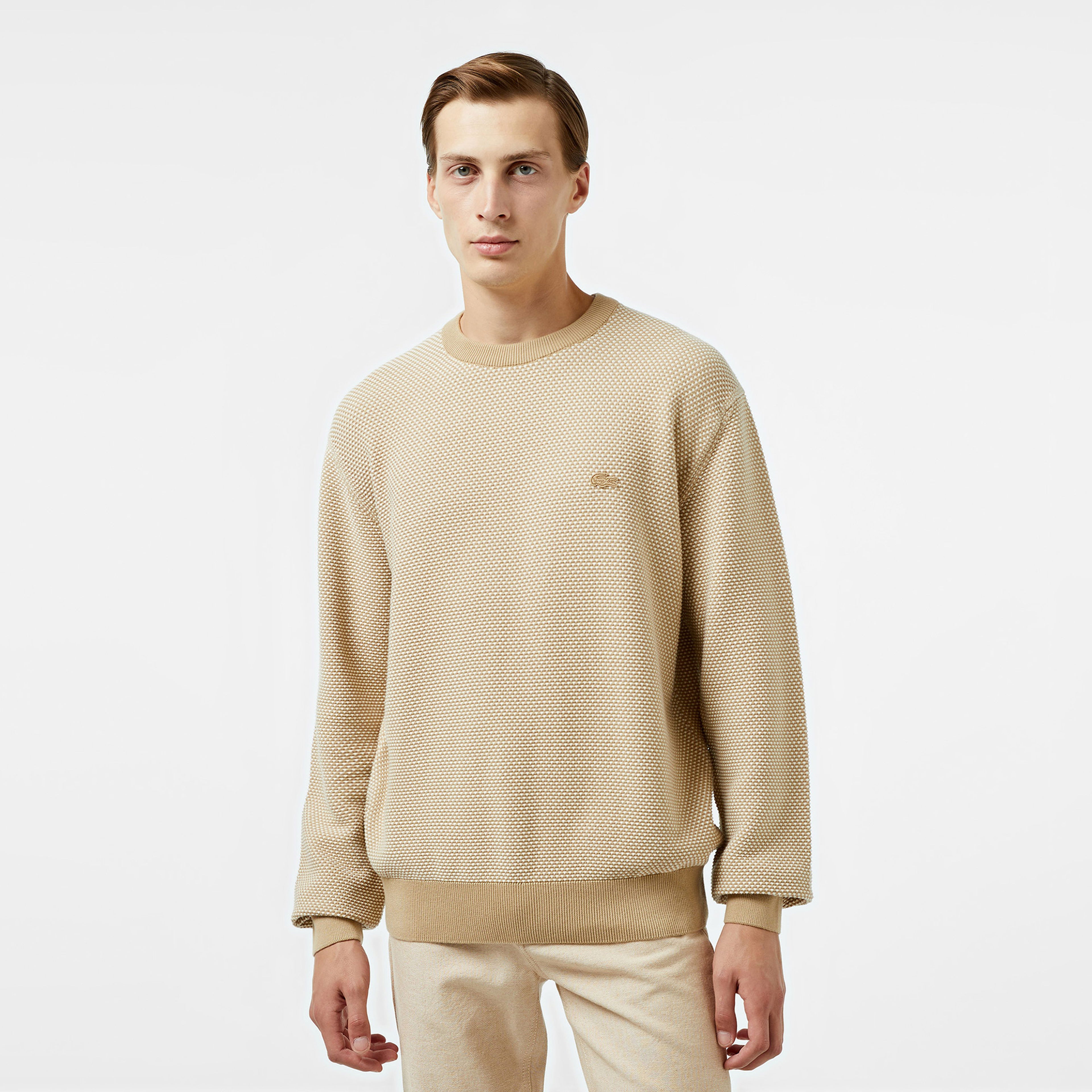 Lacoste Relaxed Fit Erkek Bej Triko