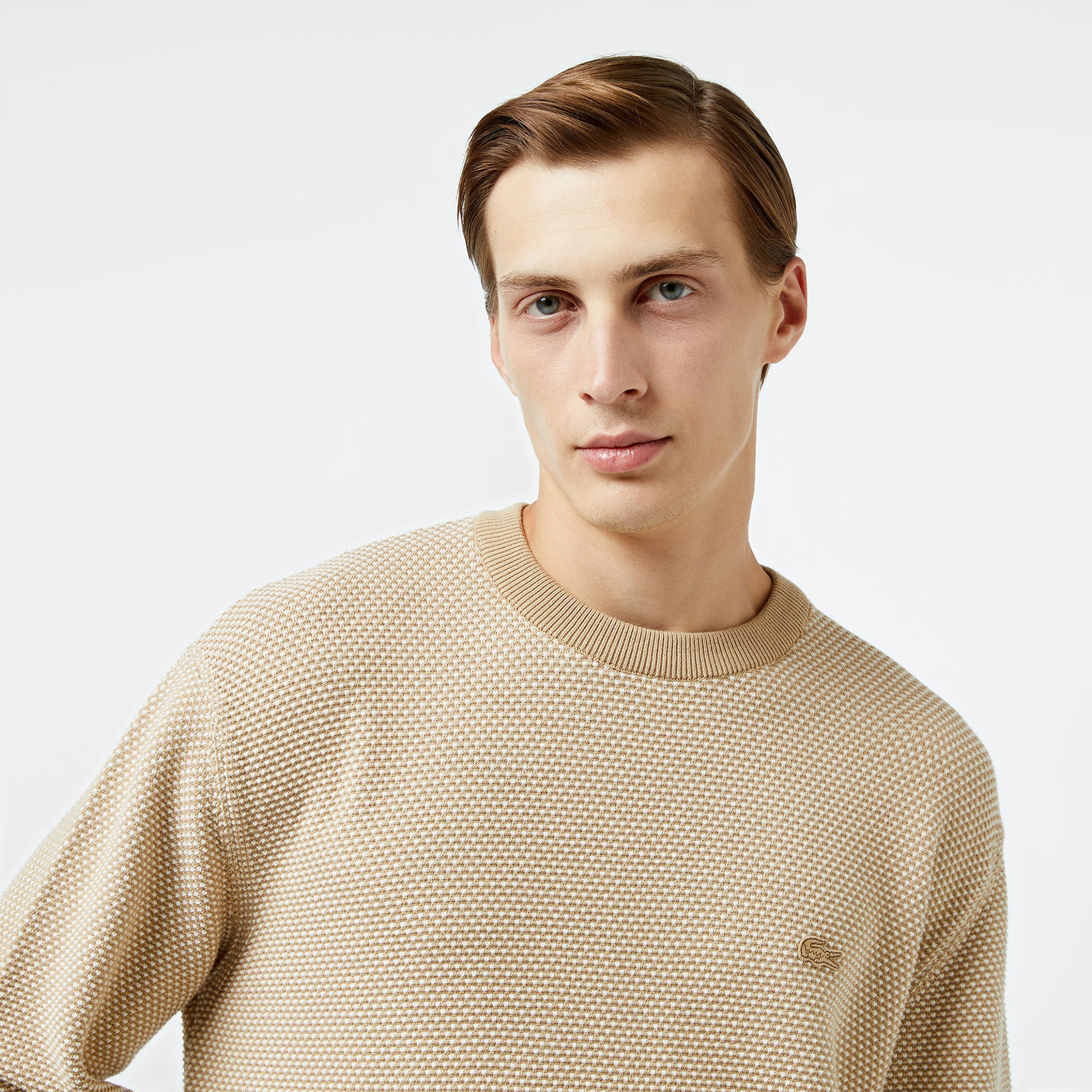 Lacoste Relaxed Fit Erkek Bej Triko