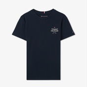 Tommy Hilfiger Logo Puff Print Çocuk Mavi T-Shirt
