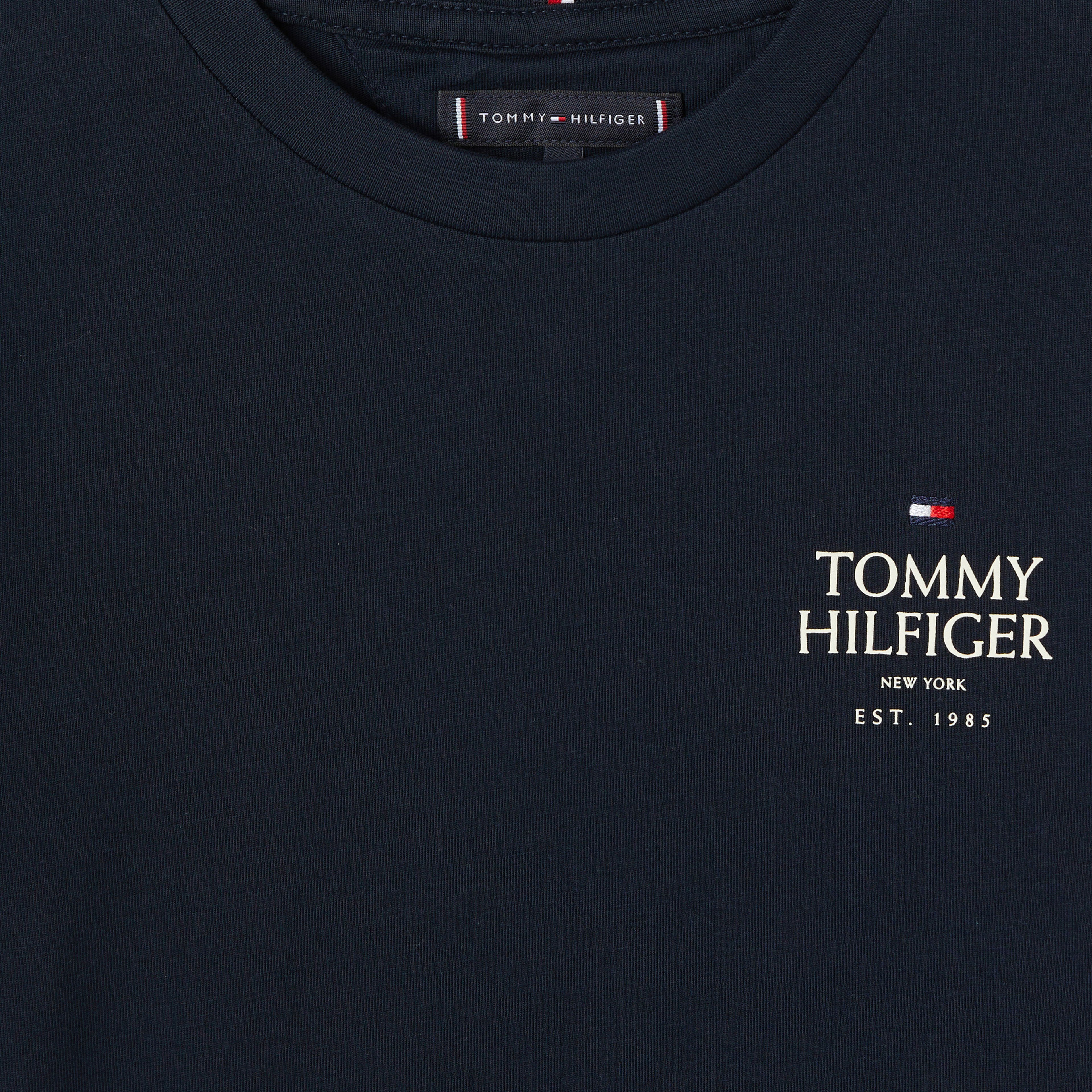Tommy Hilfiger Logo Puff Print Çocuk Mavi T-Shirt