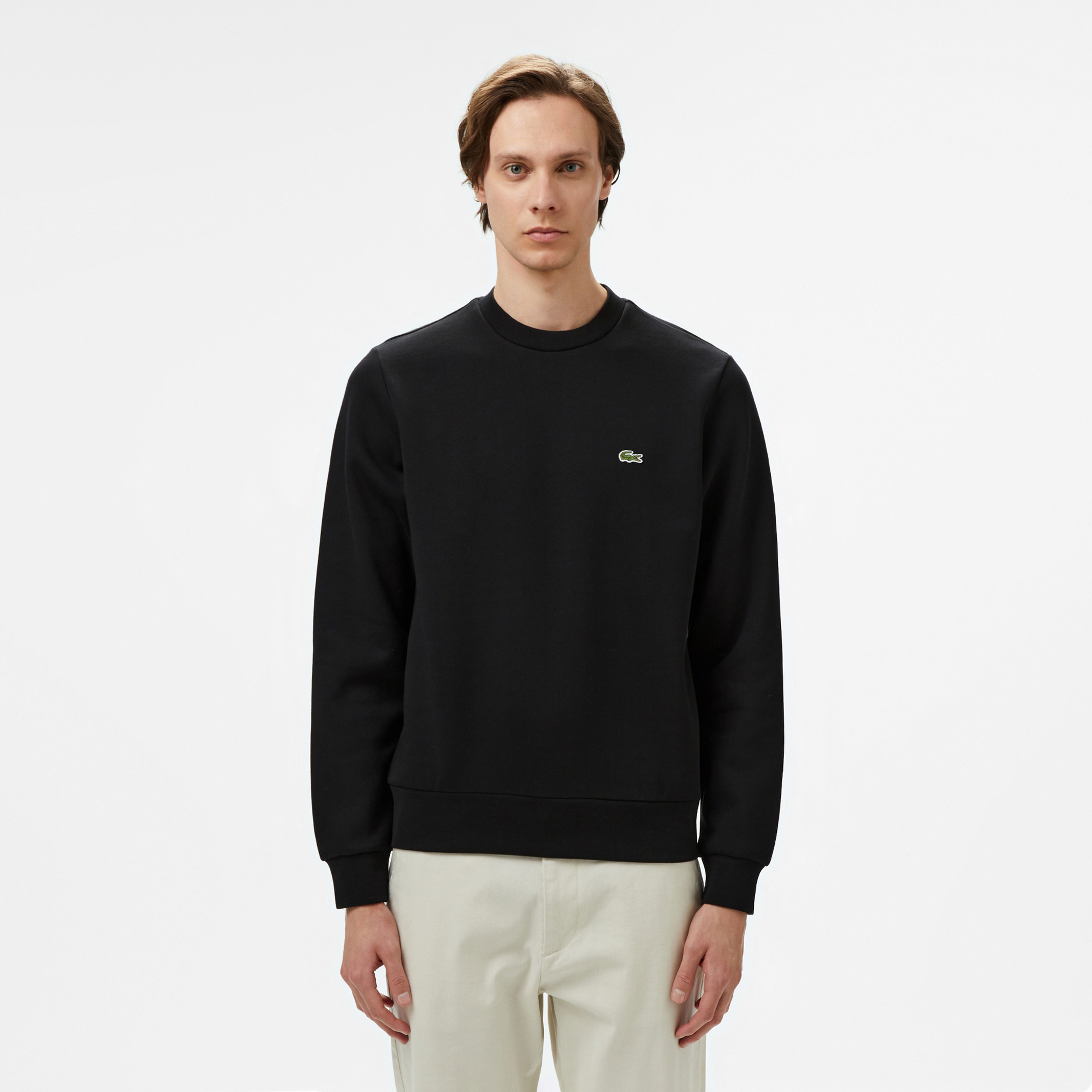 Lacoste Classic Fit Bisiklet Yaka Erkek Siyah Sweatshirt