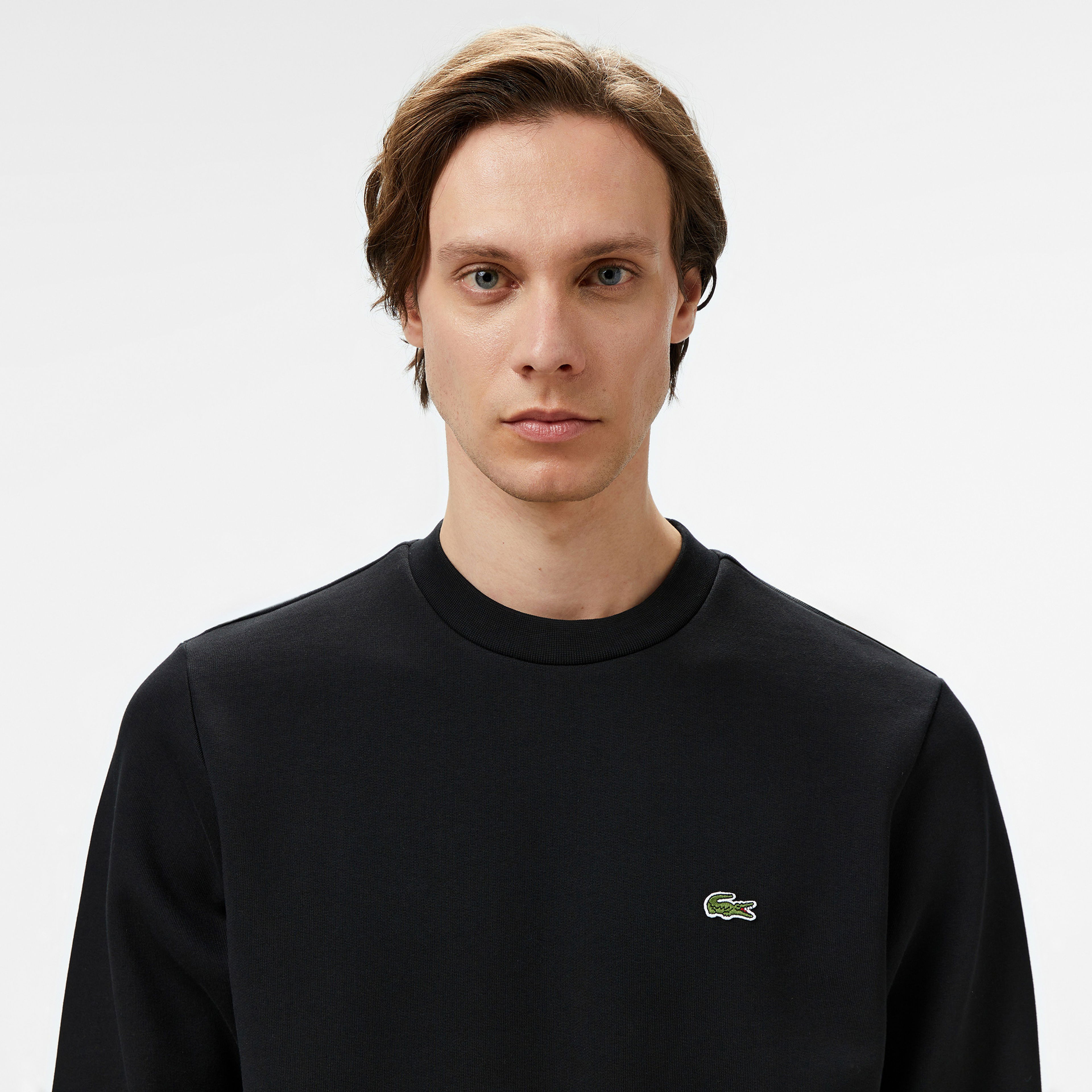 Lacoste Classic Fit Bisiklet Yaka Erkek Siyah Sweatshirt