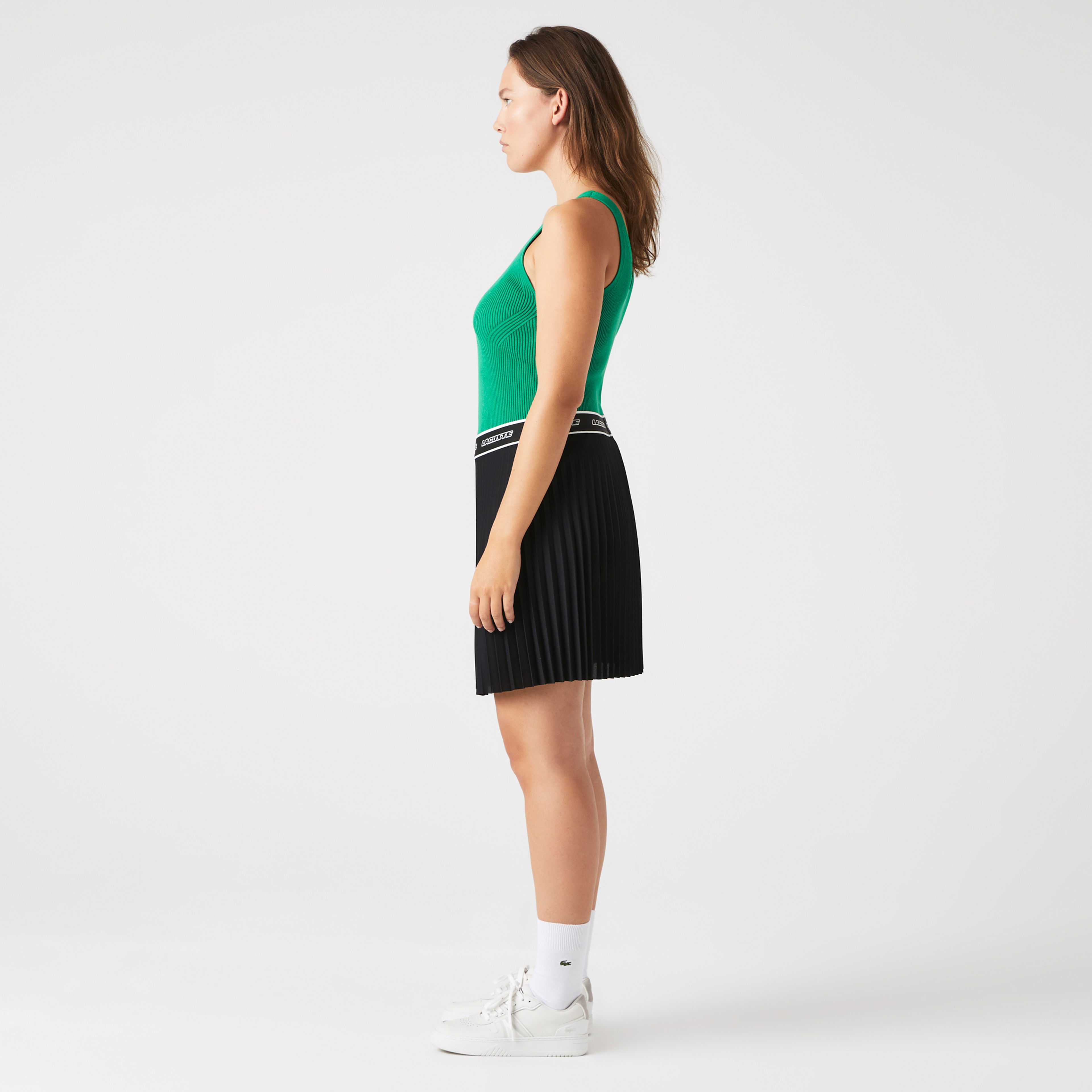 Lacoste Kadın Askılı V Yaka Yeşil Triko