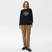 Lacoste Kadın Regular Fit Bisiklet Yaka Baskılı Siyah Kazak