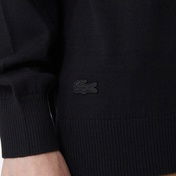 Lacoste Kadın Regular Fit Bisiklet Yaka Baskılı Siyah Kazak