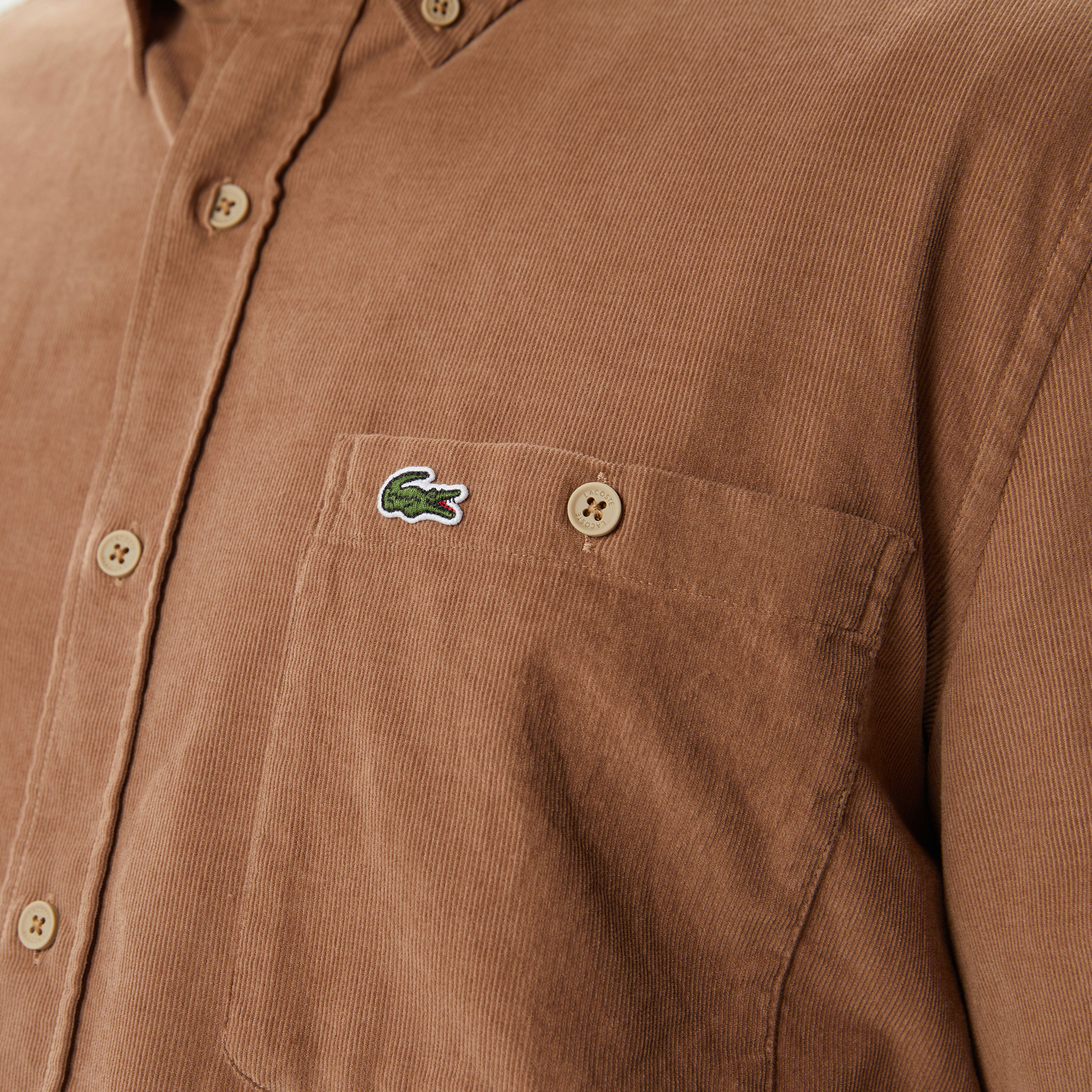 Lacoste Erkek Regular Fit Düğmeli Yaka Bej Gömlek