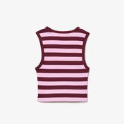 Lacoste Çocuk Kolsuz Bisiklet Yaka Çizgili Pembe T-Shirt