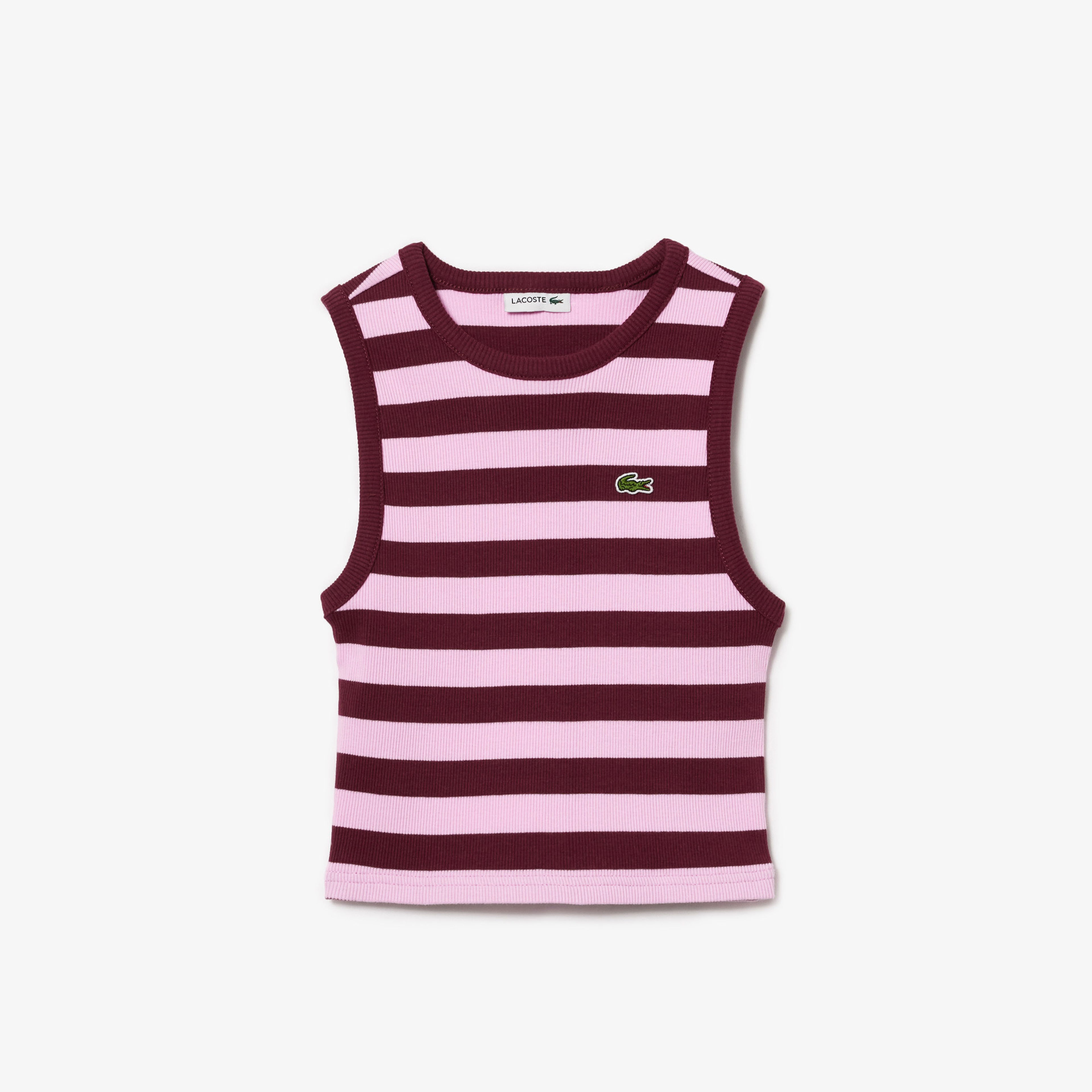 Lacoste Çocuk Kolsuz Bisiklet Yaka Çizgili Pembe T-Shirt