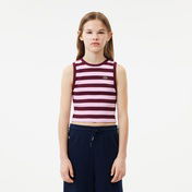 Lacoste Çocuk Kolsuz Bisiklet Yaka Çizgili Pembe T-Shirt