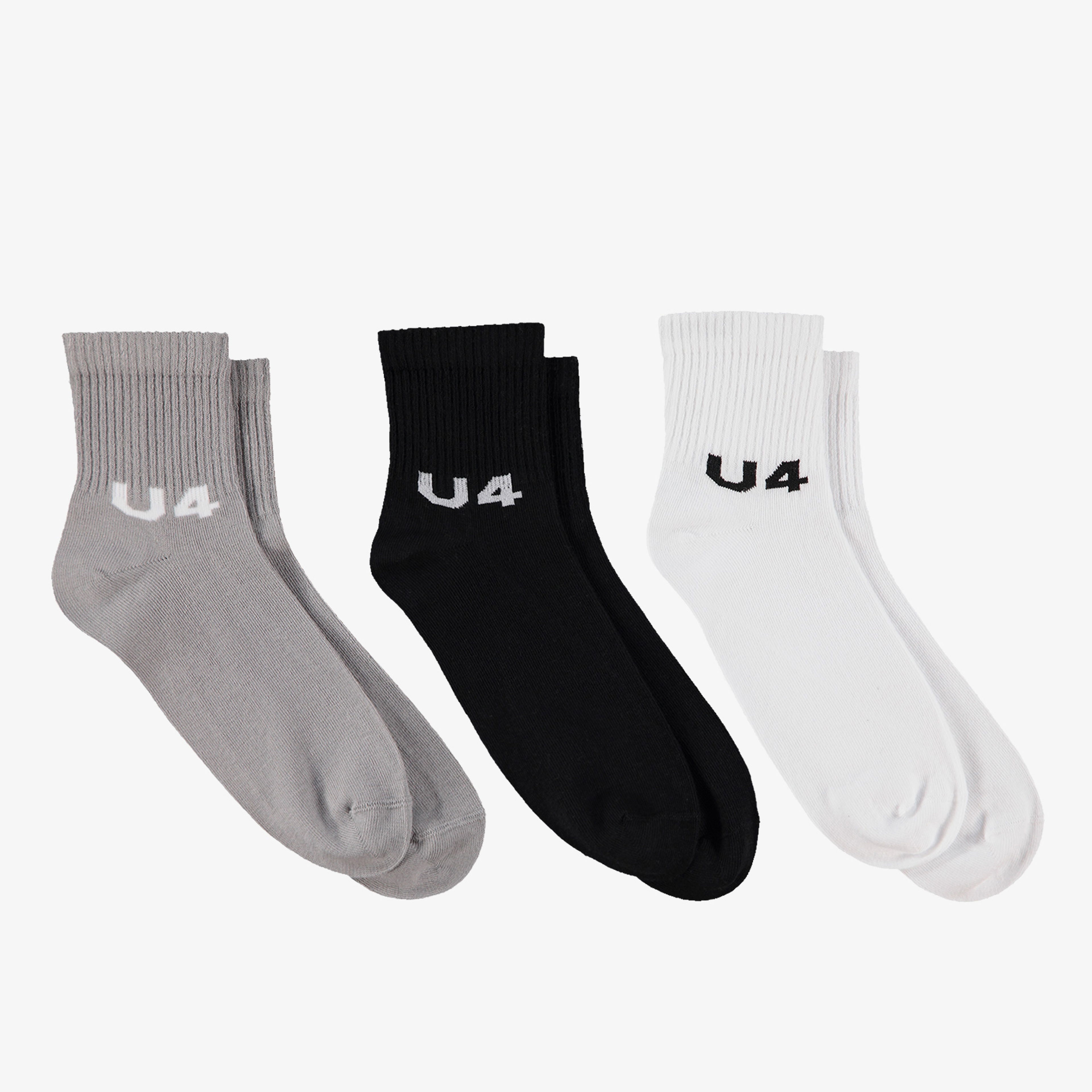 UNITED4 Soket Orta Uzunluk 3Lü Logosuz Erkek Beyaz Çorap