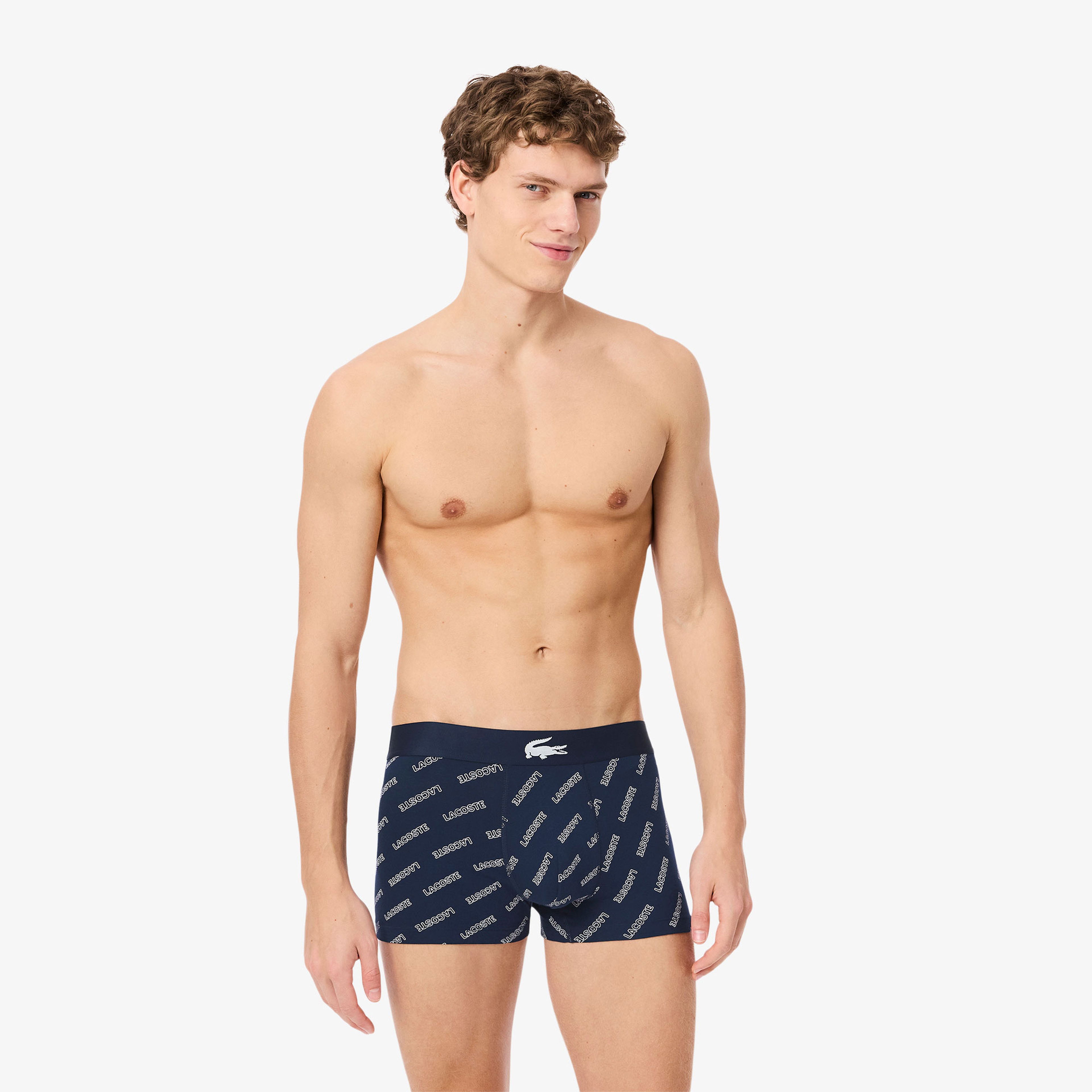 Lacoste Erkek Desenli 3'lü Renkli Boxer