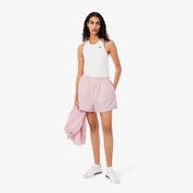 Lacoste Kadın Loose Fit Çizgili Pembe Şort