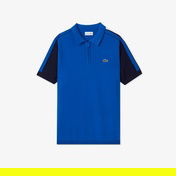 Lacoste Erkek Kısa Kollu Yarım Fermuarlı Renk Bloklu Mavi Triko