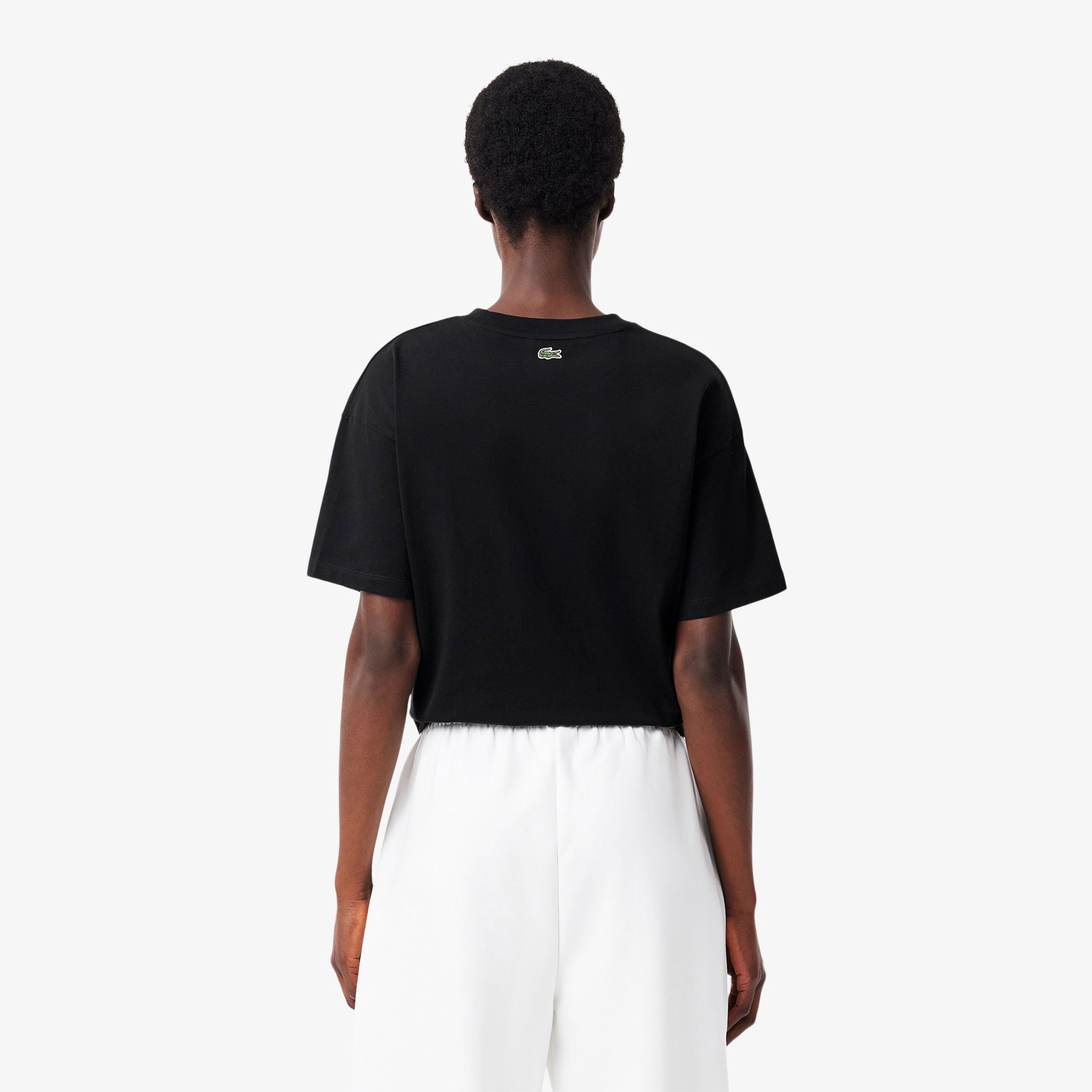 Lacoste Kadın Bisiklet Yaka Siyah T-Shirt