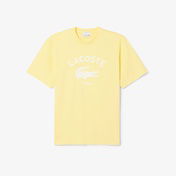 Lacoste Unisex Bisiklet Yaka Baskılı Sarı T-Shirt