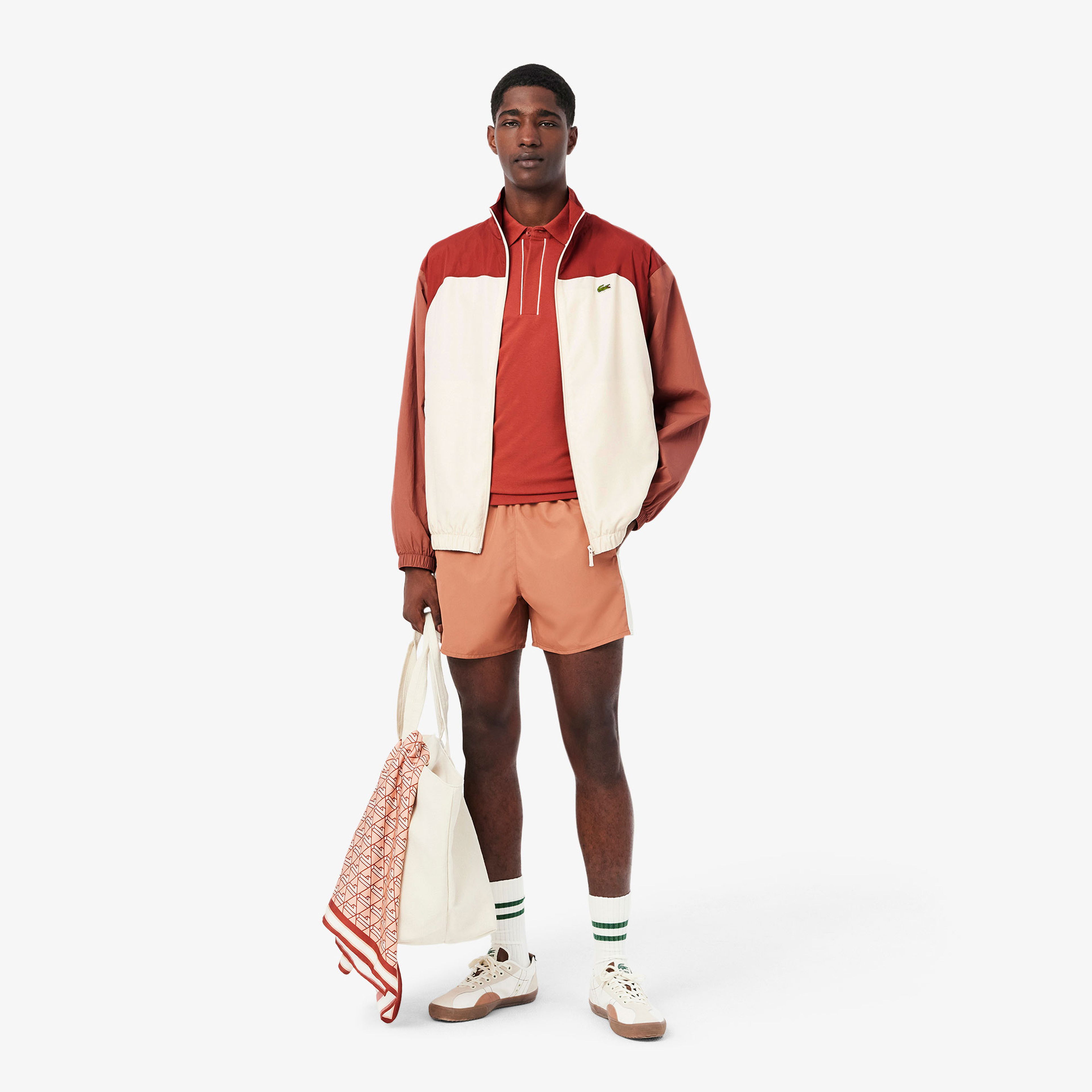 Lacoste Erkek Dik Yaka Renk Bloklu Bordo Ceket