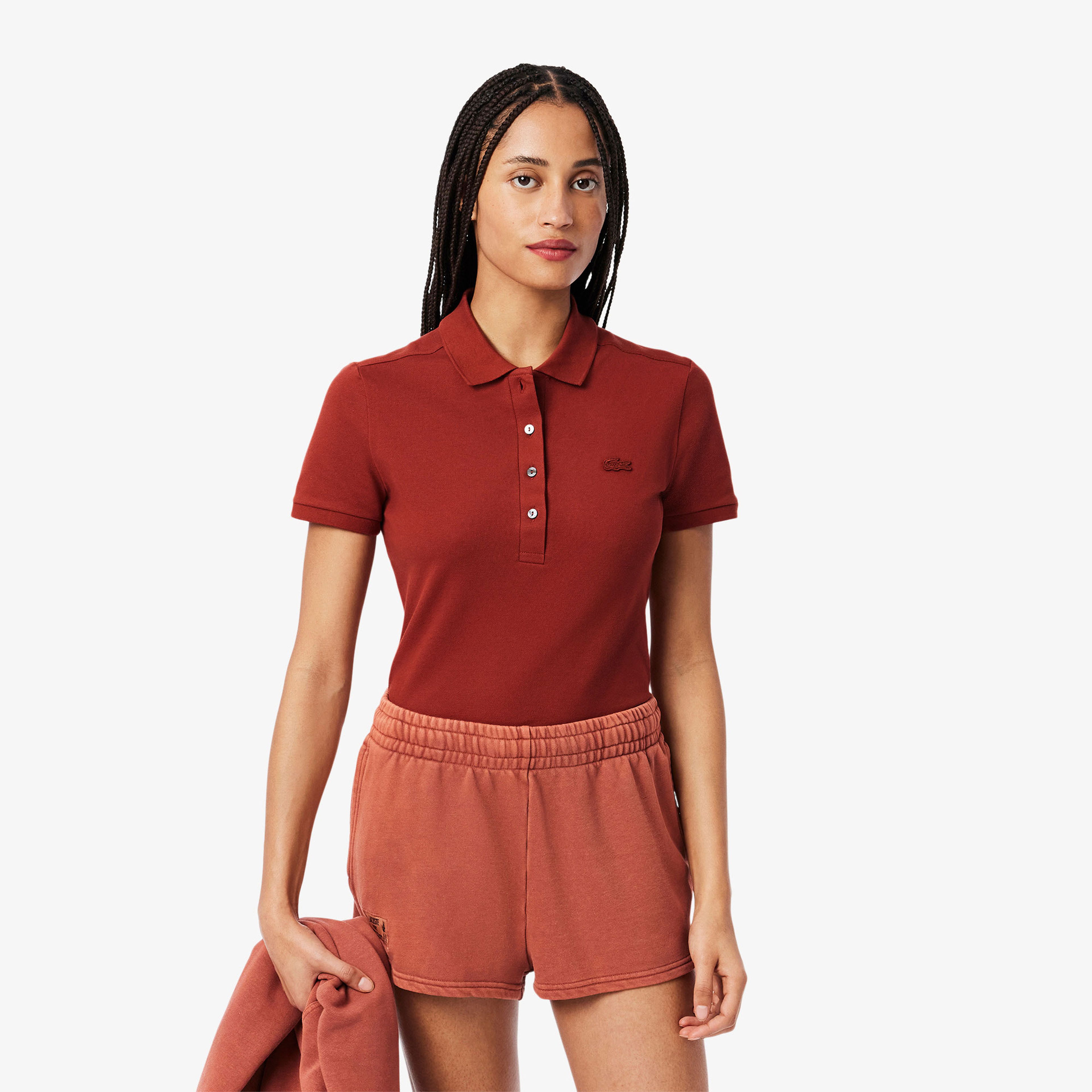Lacoste L.12.D Kadın Slim Fit Bordo Polo
