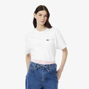 Lacoste Kadın Oversize Fit Bisiklet Yaka Beyaz T-Shirt