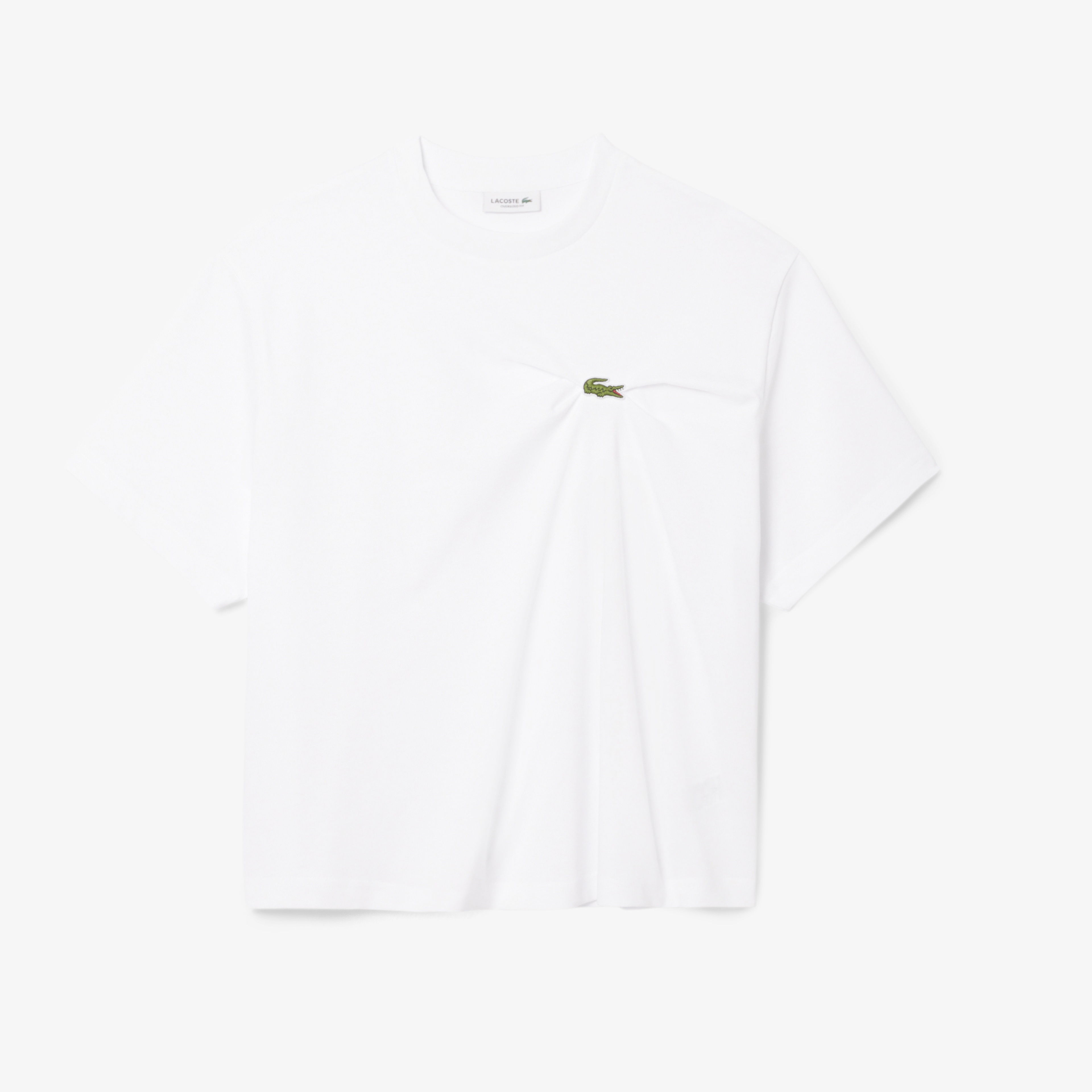 Lacoste Kadın Oversize Fit Bisiklet Yaka Beyaz T-Shirt