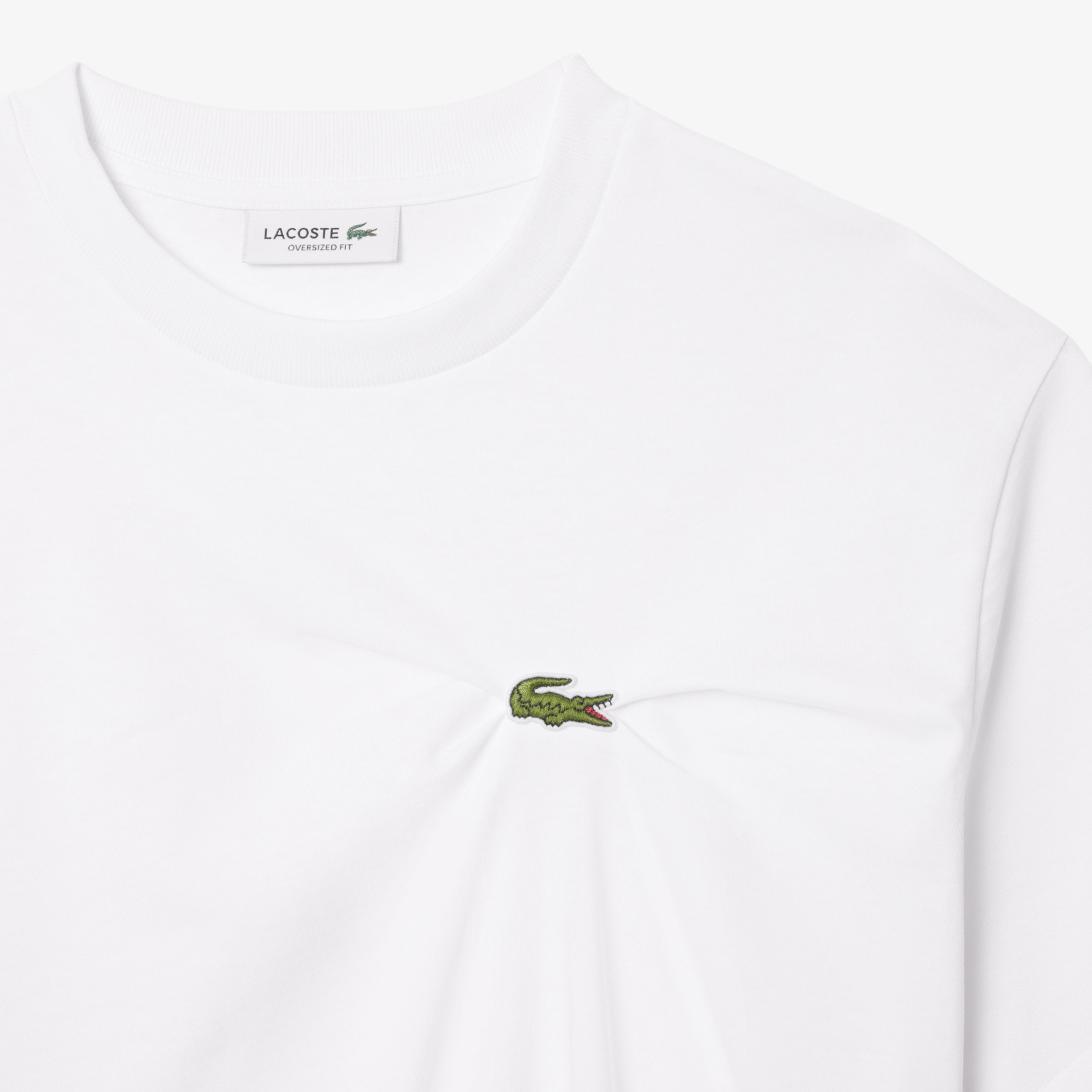 Lacoste Kadın Oversize Fit Bisiklet Yaka Beyaz T-Shirt