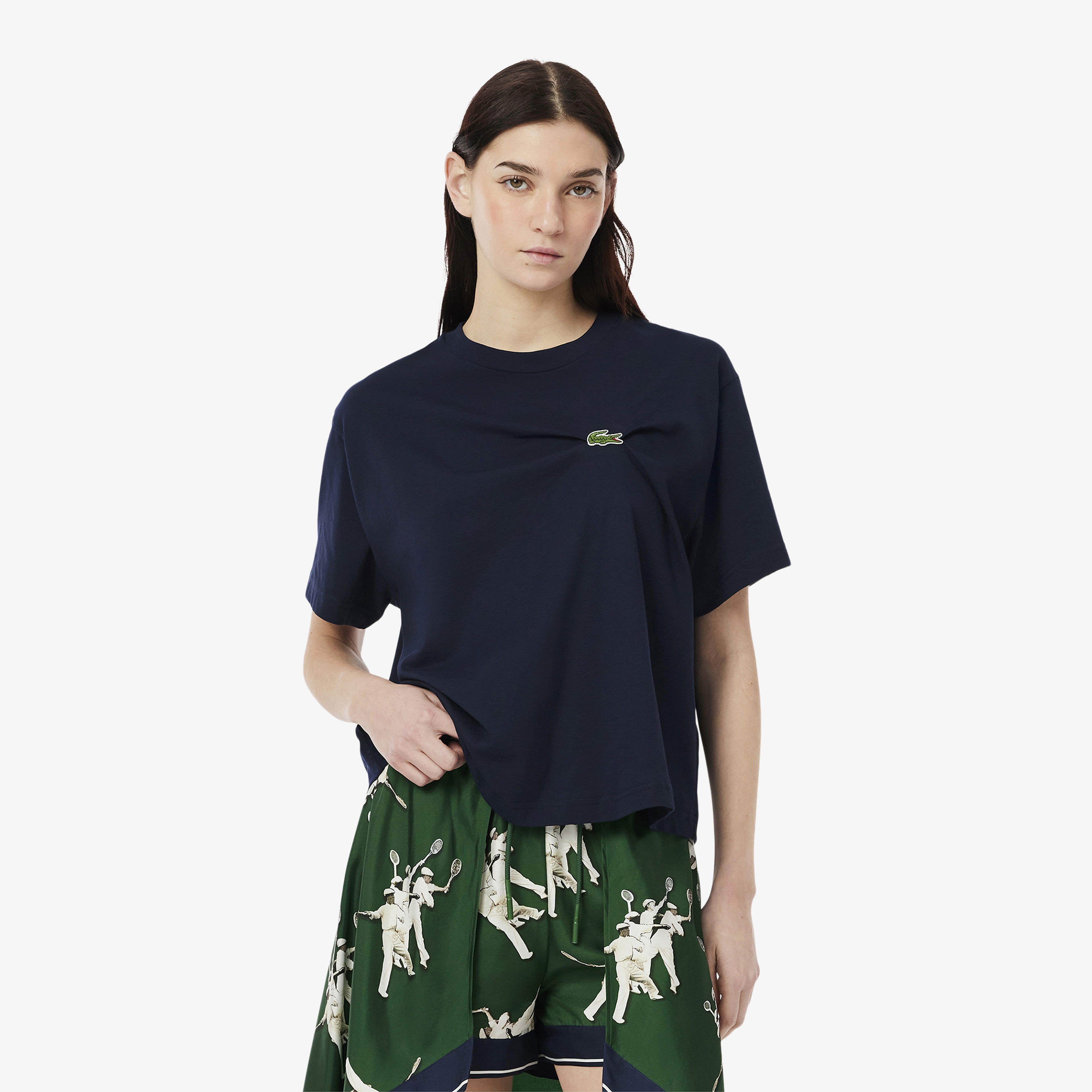 Lacoste Kadın Oversize Fit Bisiklet Yaka Lacivert T-Shirt