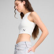 Puma Wardrobe Essentials Ribbed Crop Top Kadın Beyaz Atlet