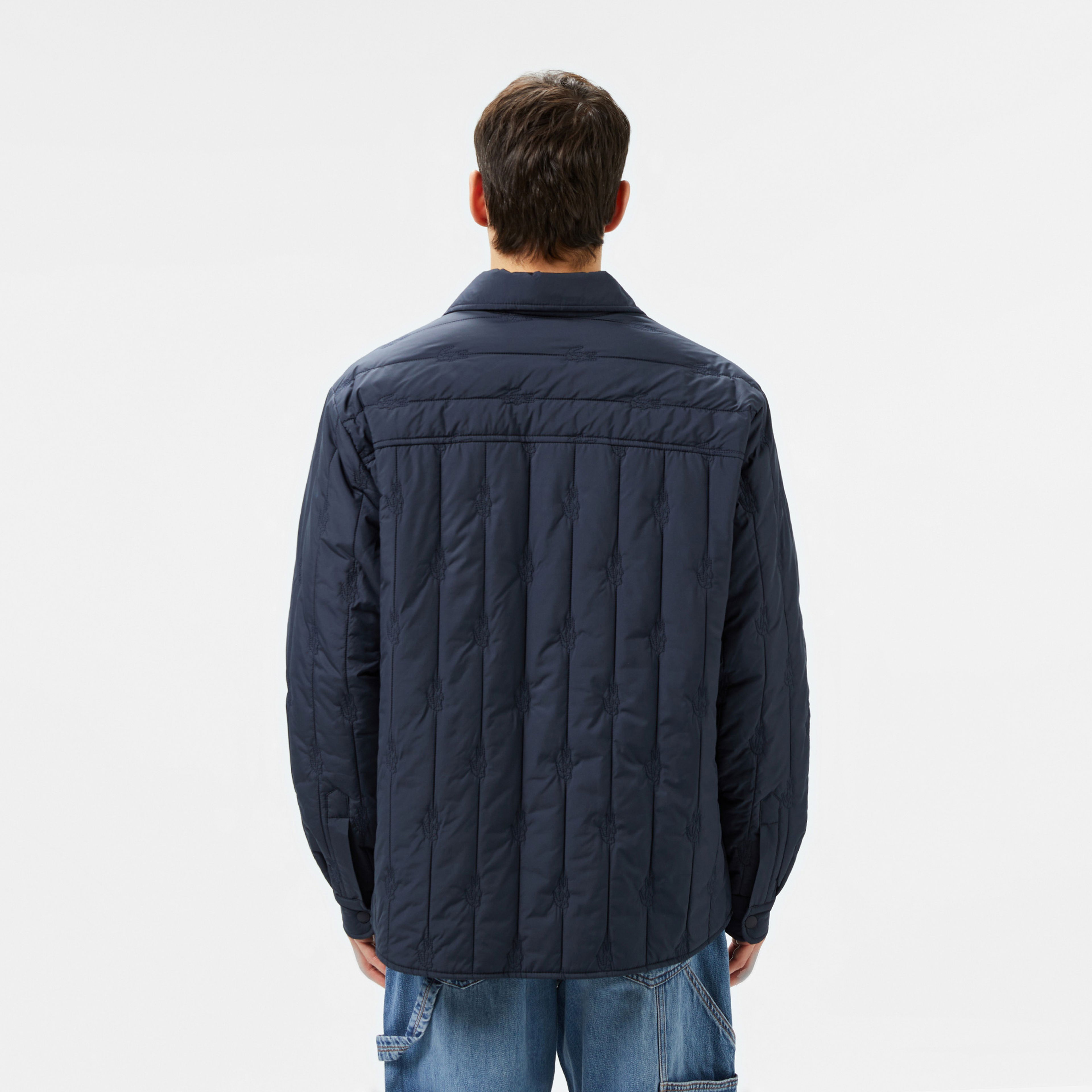 Lacoste Erkek Relaxed Fit Gömlek Yaka Desenli Lacivert Ceket